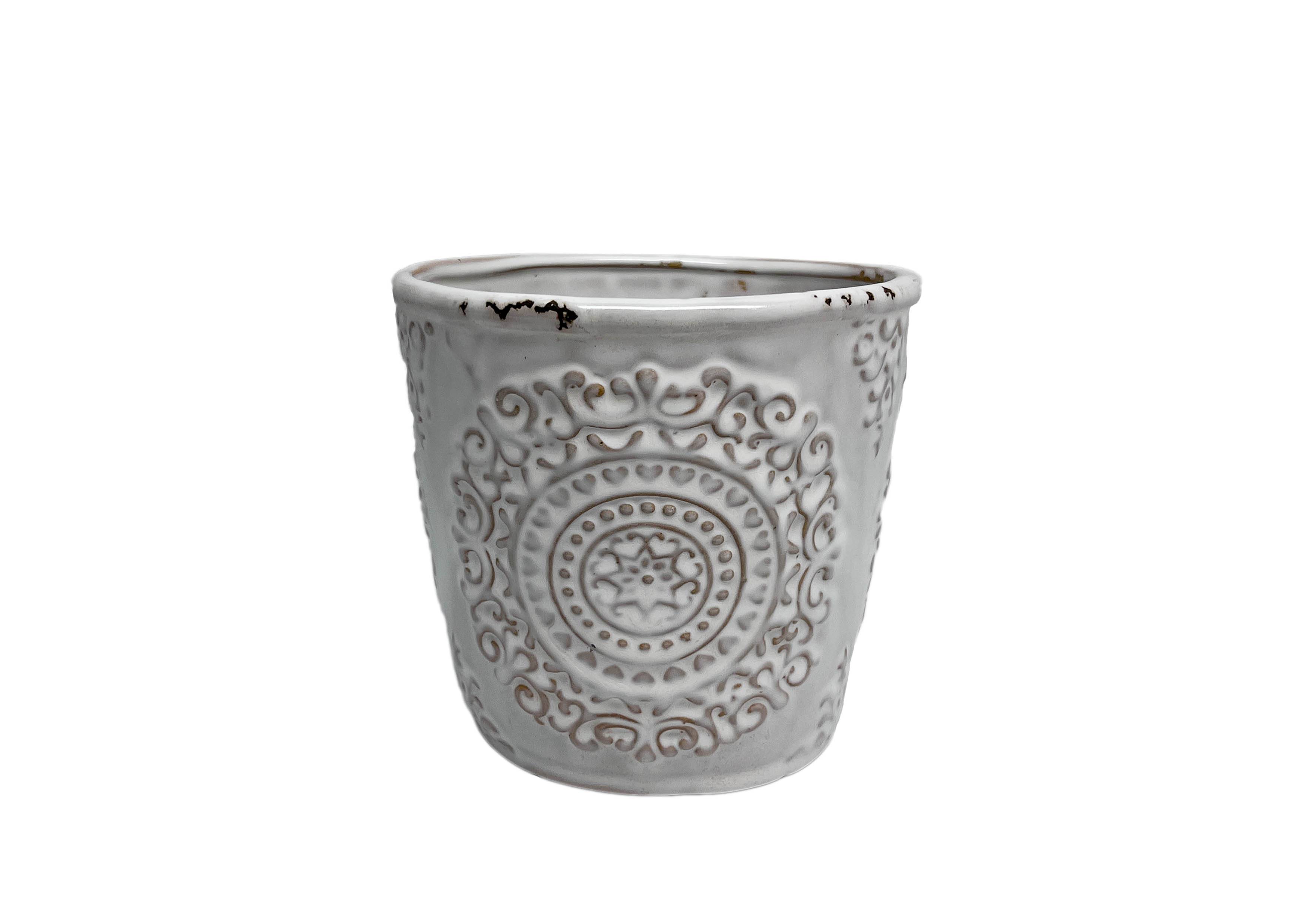 Ecloz - Ecloz - Cache Pot Blanc décor en relief