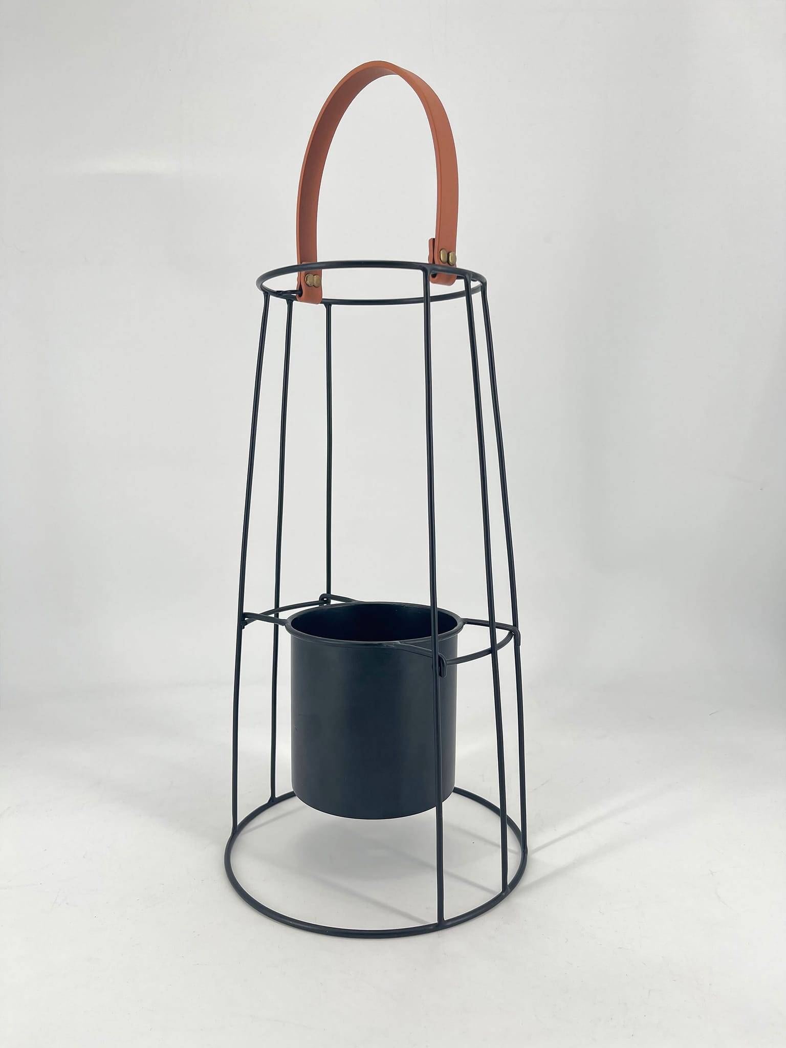 Ecloz - Ecloz - Cache Pot en métal avec poignée en cuir