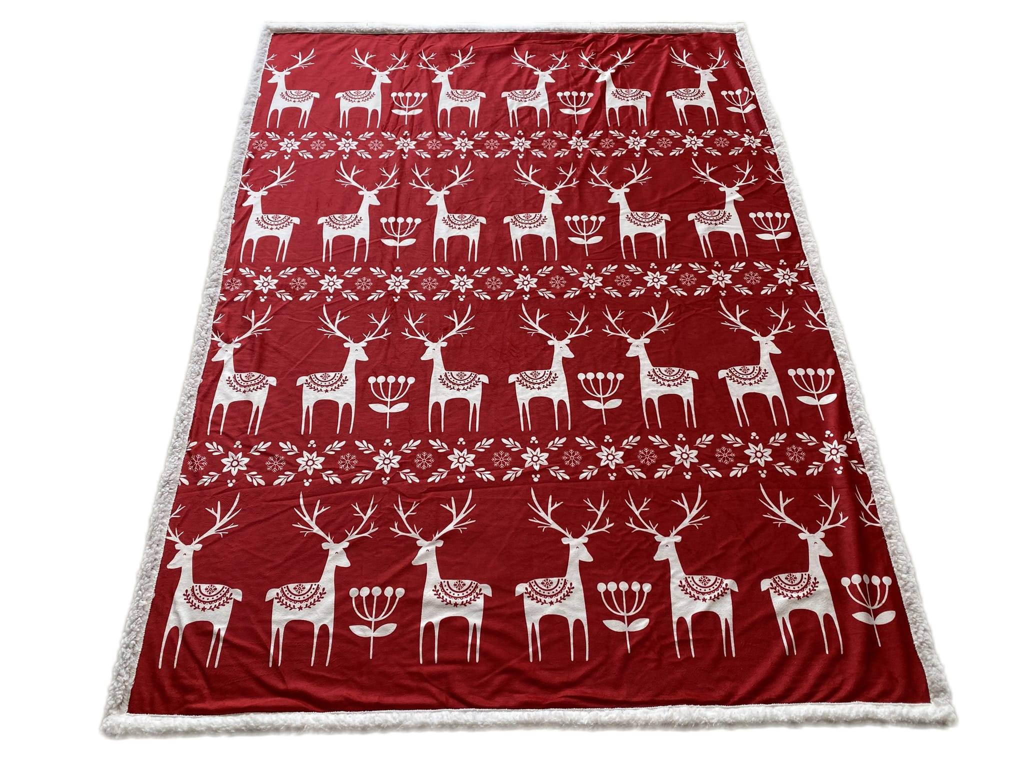 Ecloz - Plaid Rouge motif rennes  170 x 130 cm- ECLOZ - Image 2