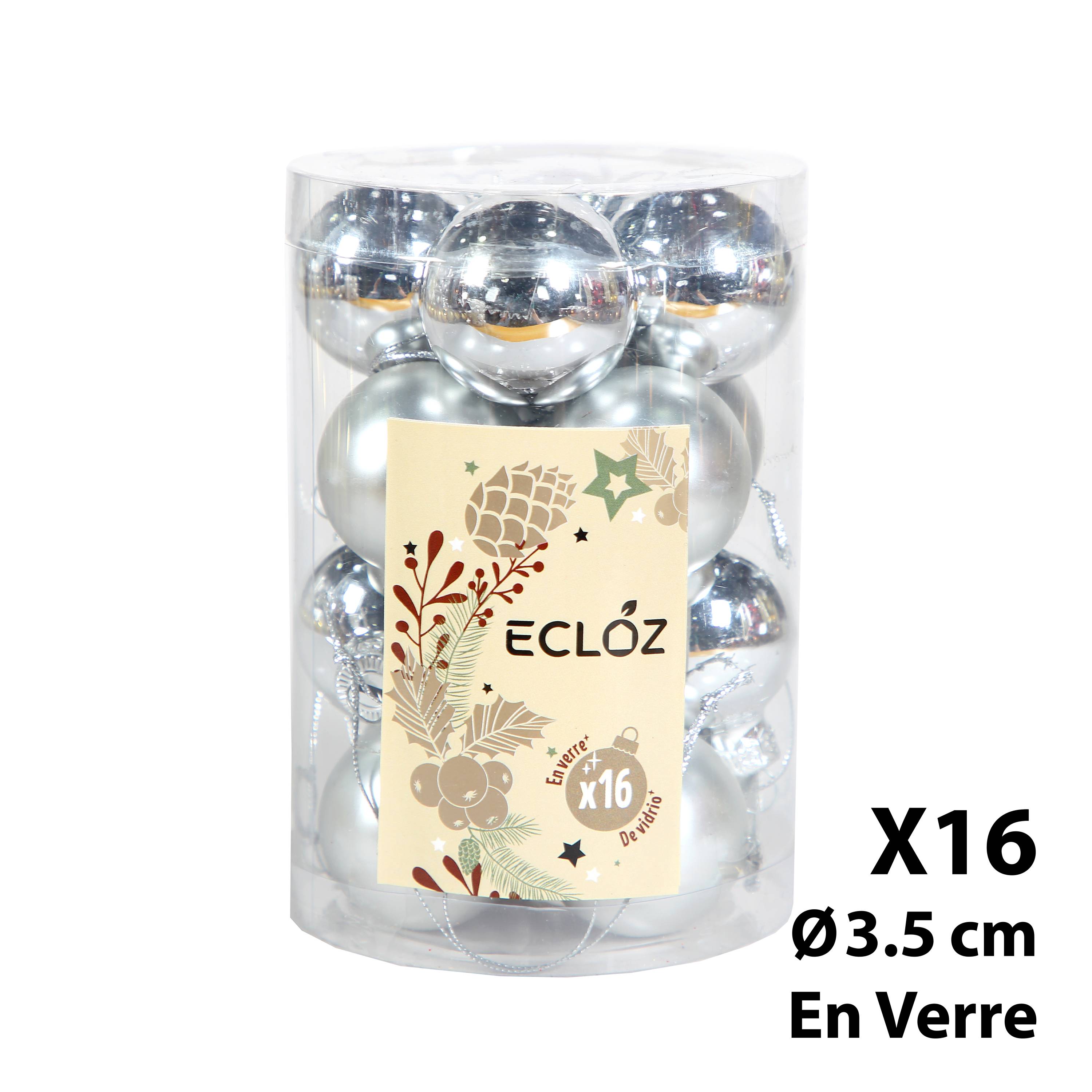 Ecloz - Lot de 16 boules de Noël en plastique argenté Ø 3,5 cm - ECLOZ - Image 6