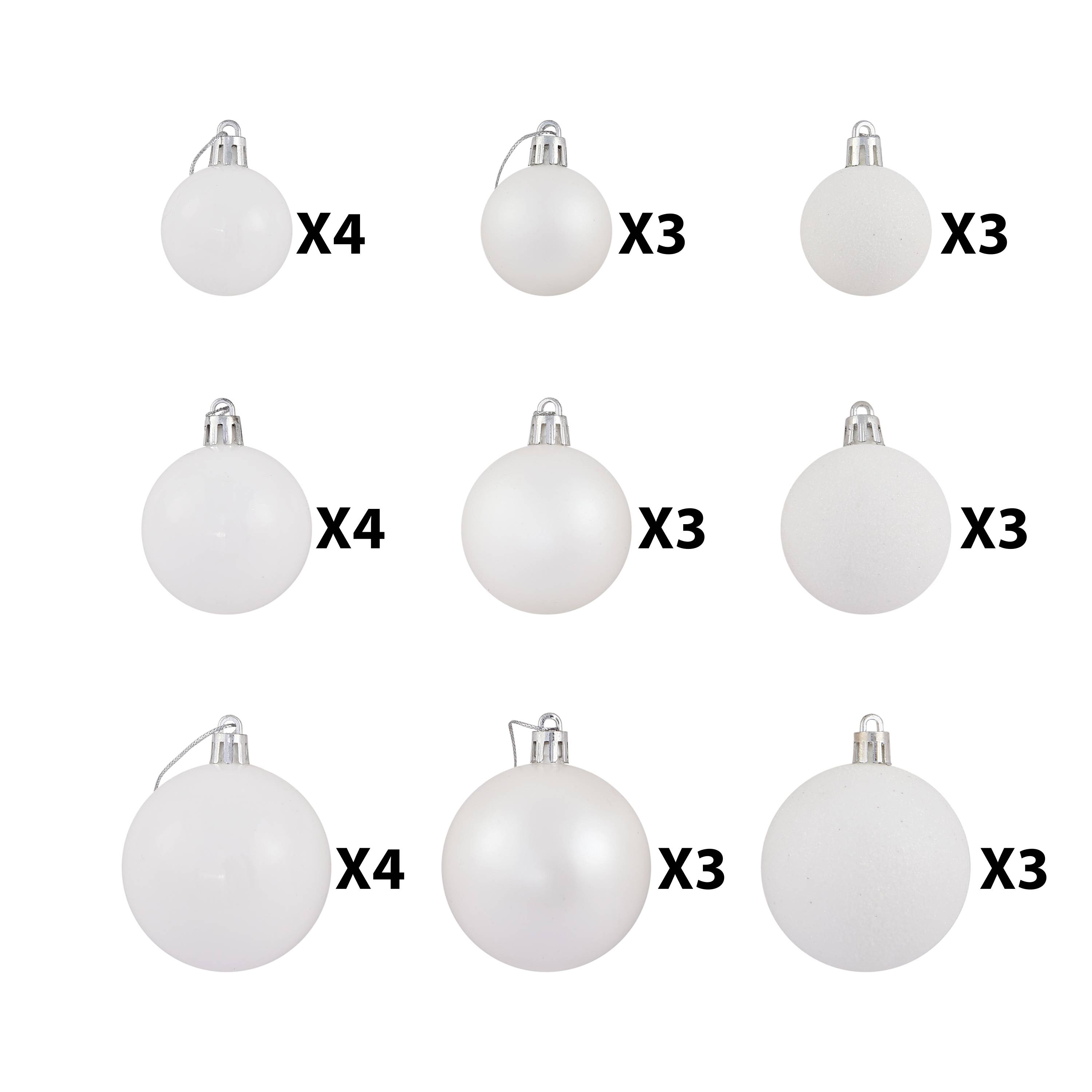 Ecloz - Lot de 30 boules de Noël incassables - blanc - ECLOZ