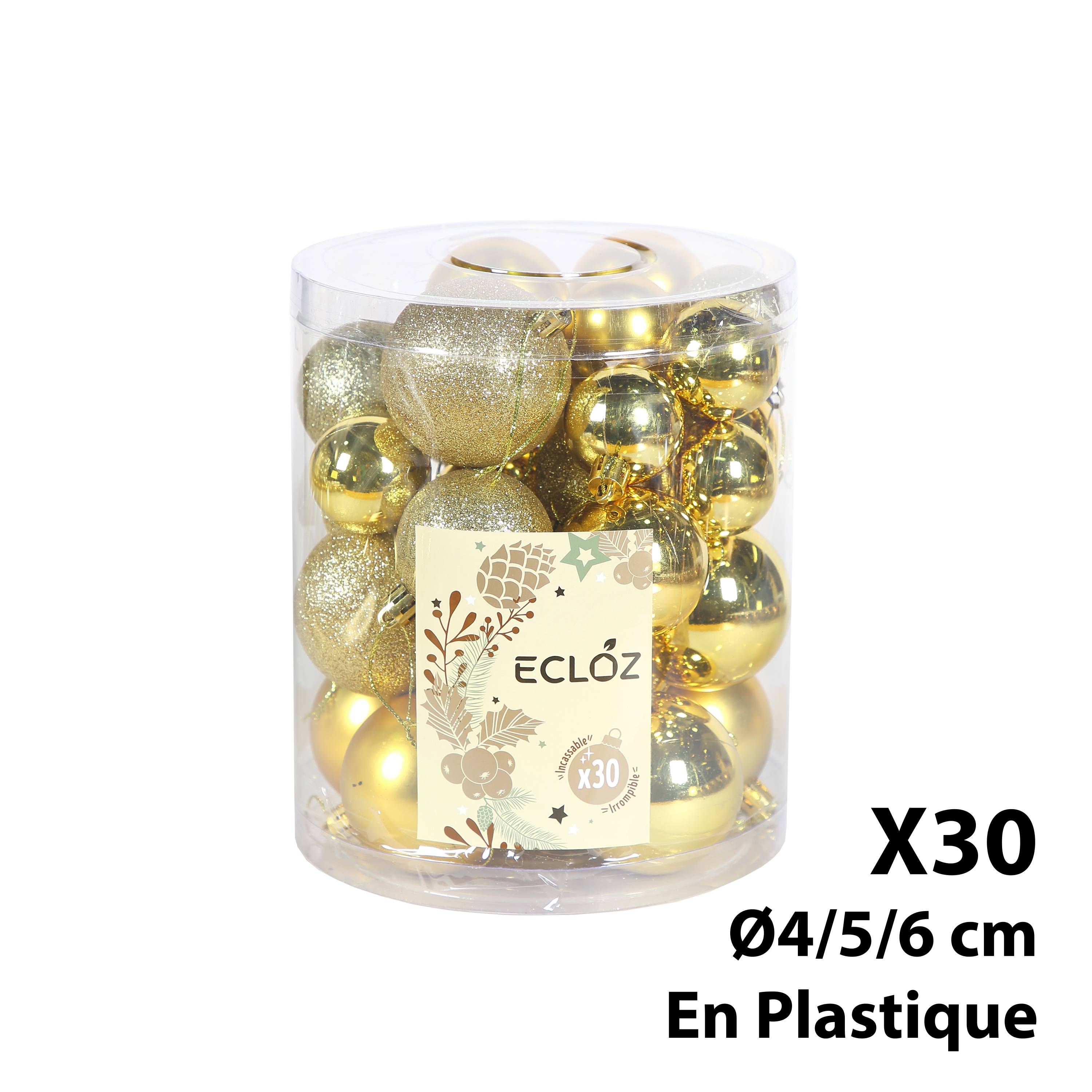 Ecloz - Lot de 30 boules de Noël incassables - doré - ECLOZ - Imagen 4