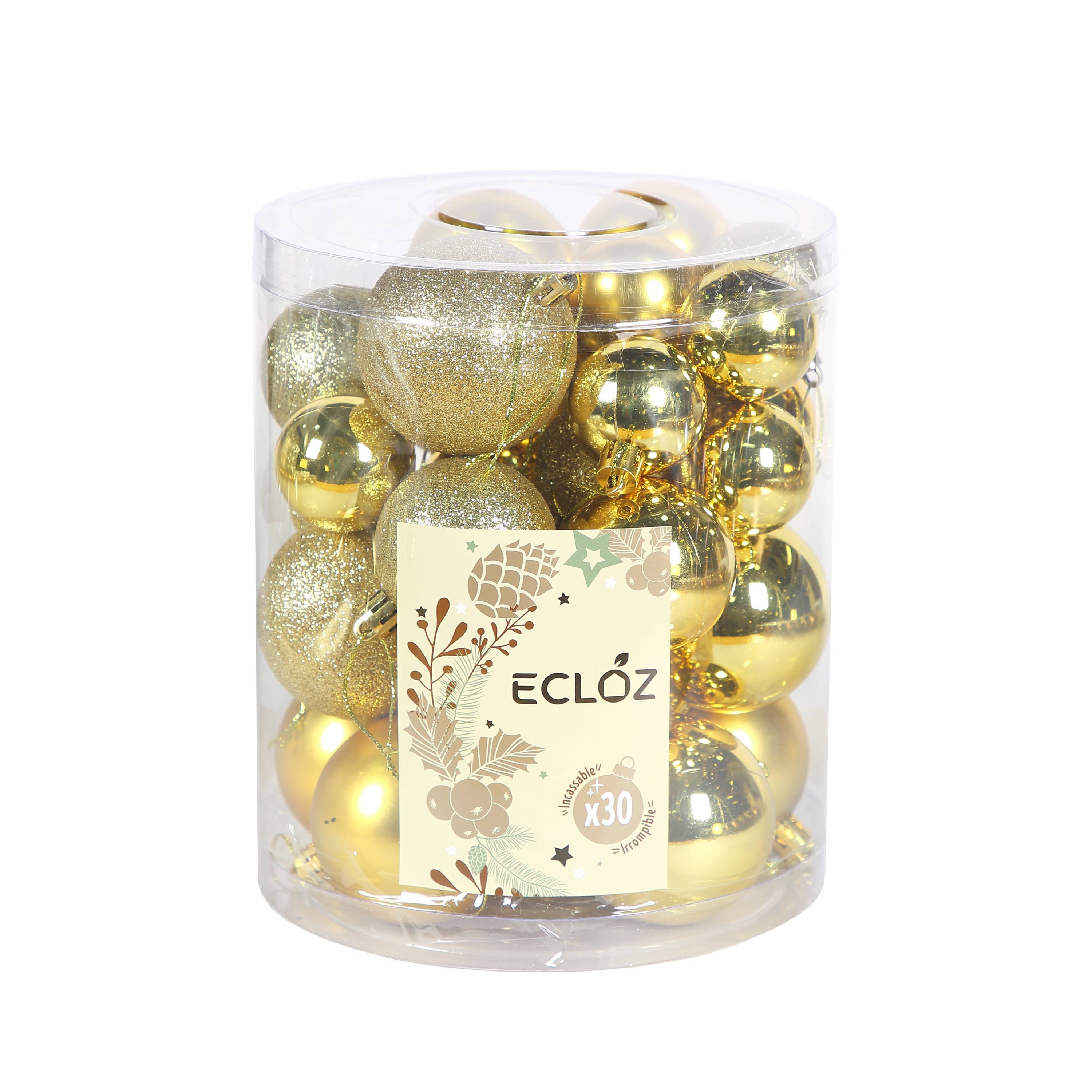 Ecloz - Lot de 30 boules de Noël incassables - doré - ECLOZ - Imagen 2