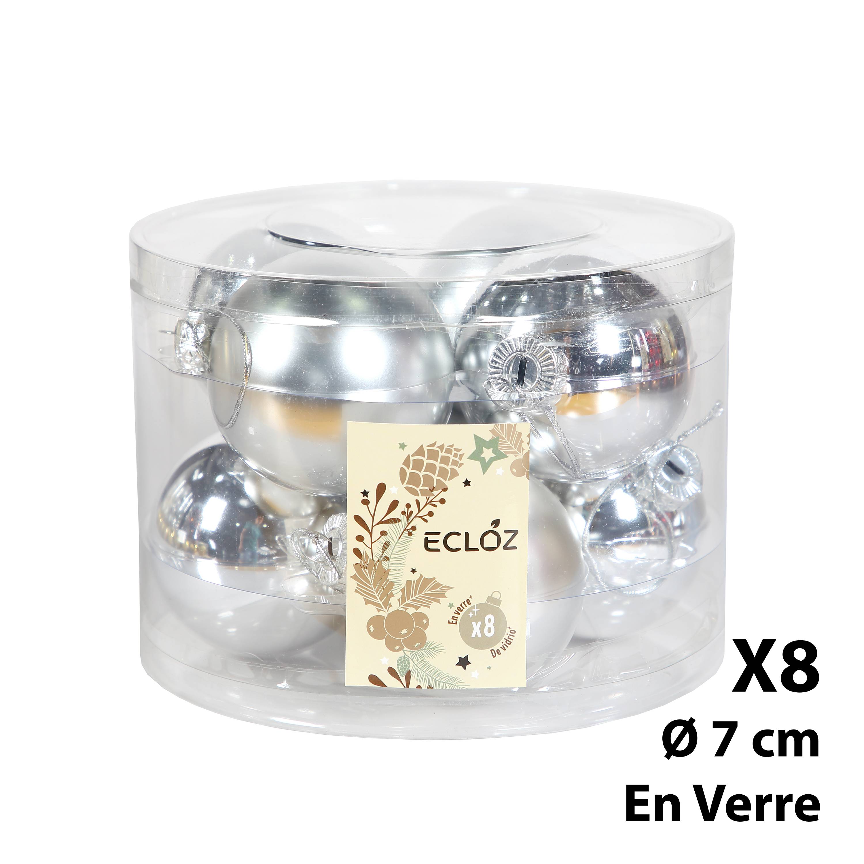 Ecloz - Lot de 8 boules de Noël en verre - argent et doré - Ø. 7 cm - ECLOZ - Image 2
