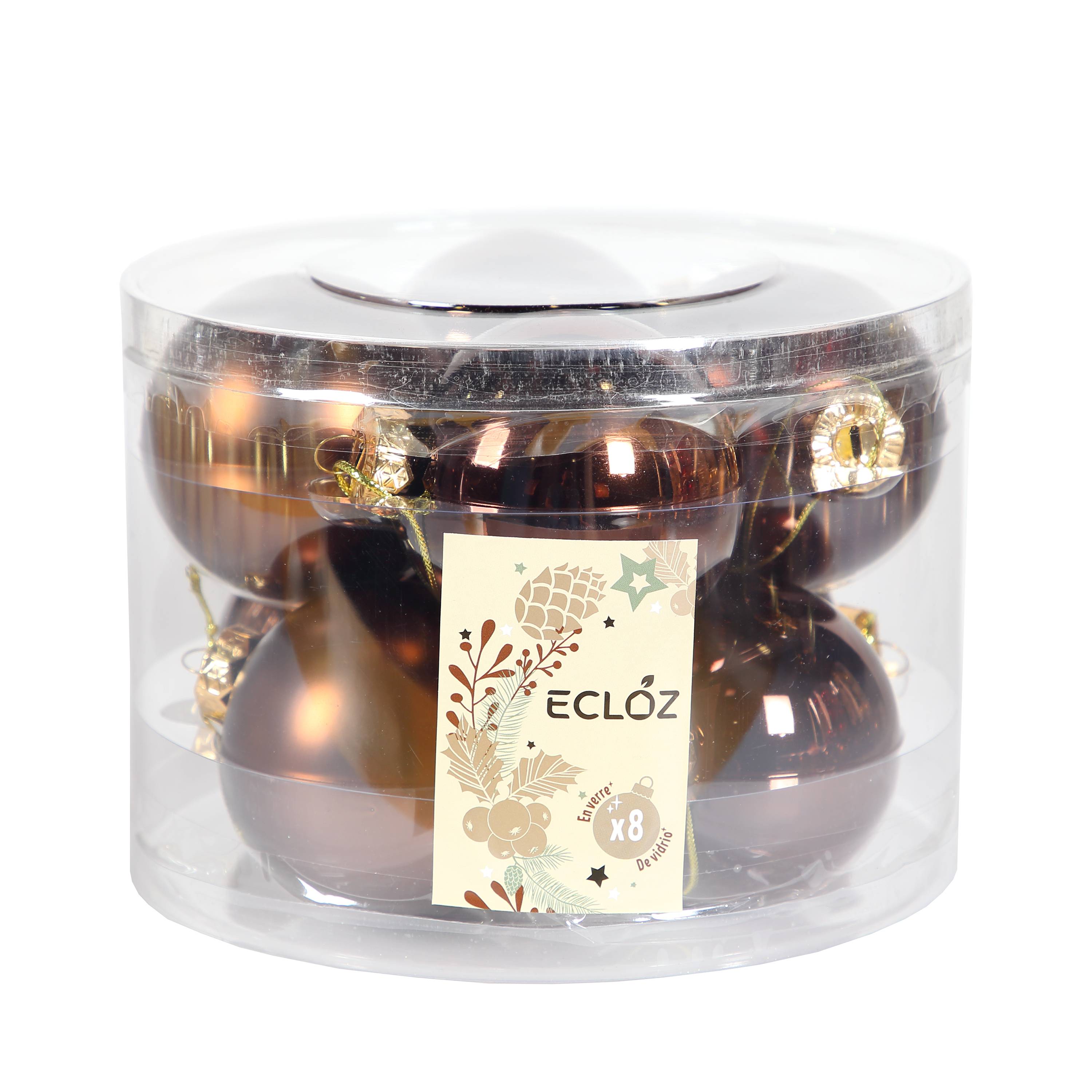 Ecloz - Lot de 8 boules de Noël en verre - marron et doré - Ø. 7 cm - ECLOZ - Image 2