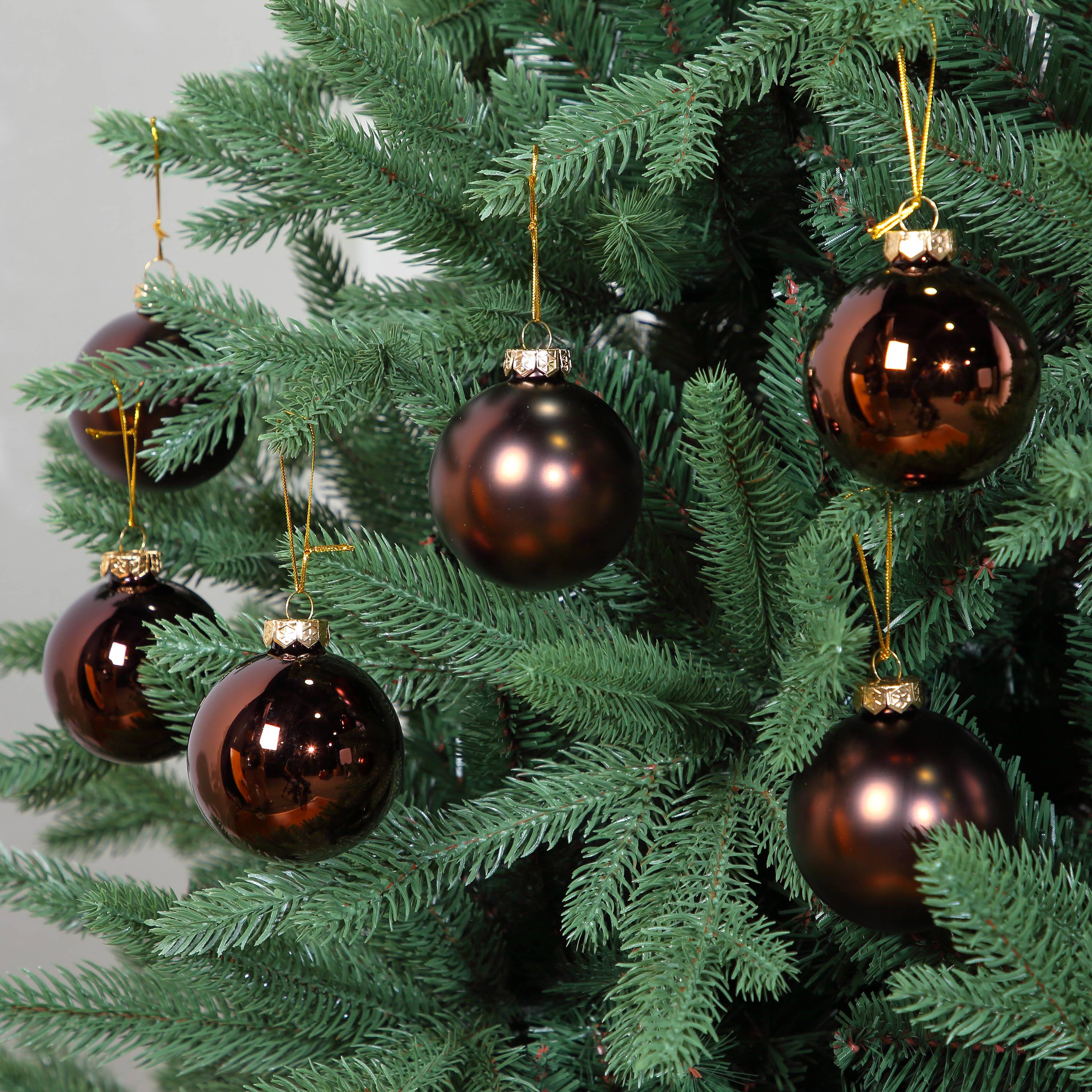 Ecloz - Lot de 8 boules de Noël en verre - marron et doré - Ø. 7 cm - ECLOZ