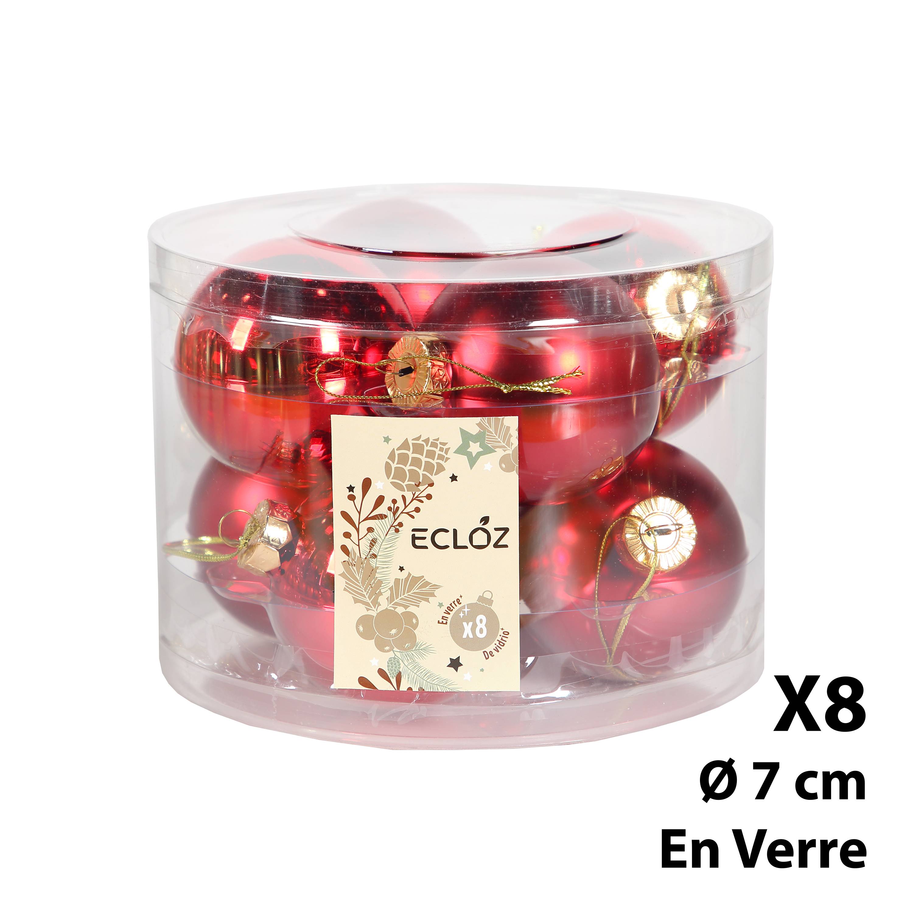 Ecloz - Lot de 8 boules de Noël en verre - rouge et doré - Ø. 7 cm - ECLOZ - Image 5