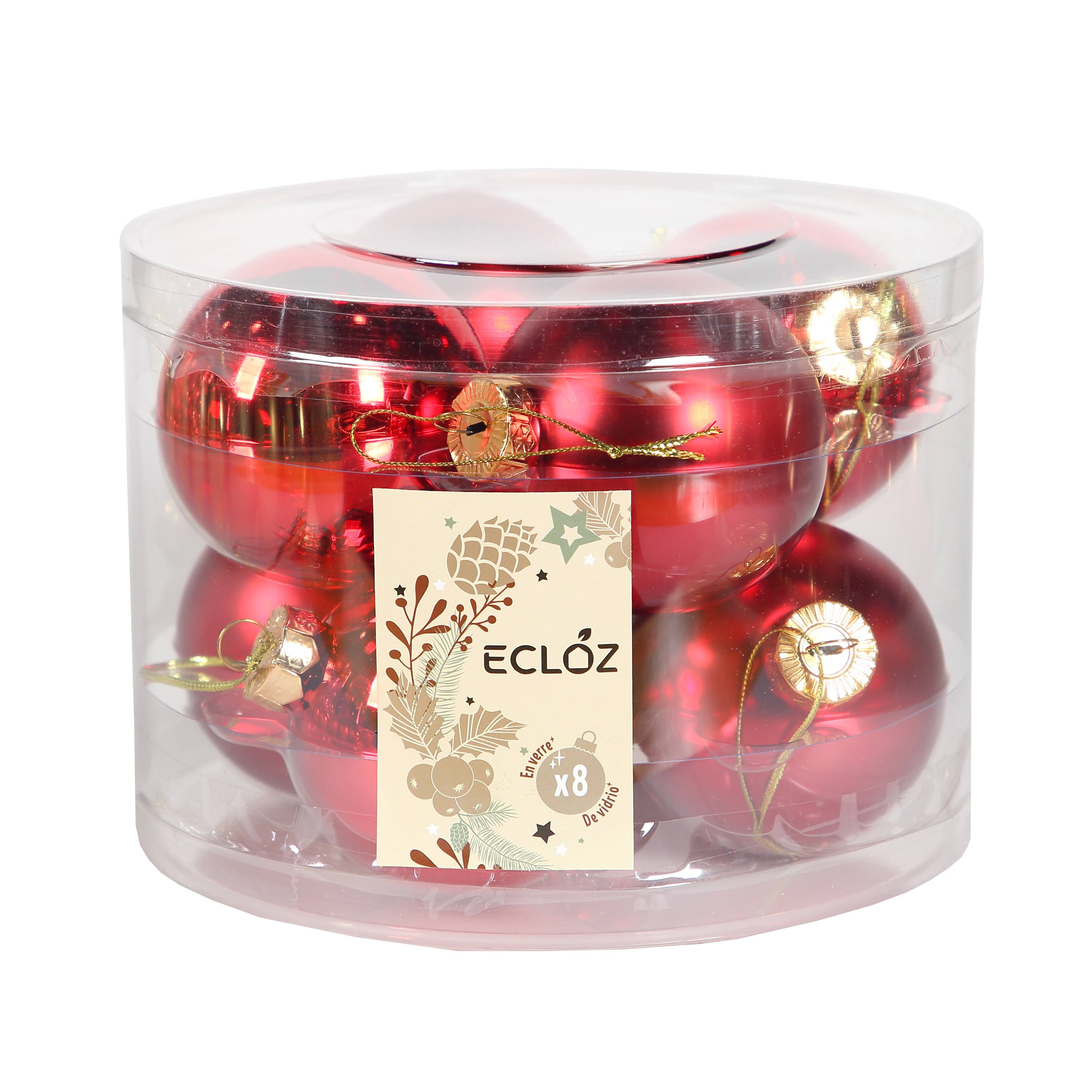 Ecloz - Lot de 8 boules de Noël en verre - rouge et doré - Ø. 7 cm - ECLOZ - Image 6