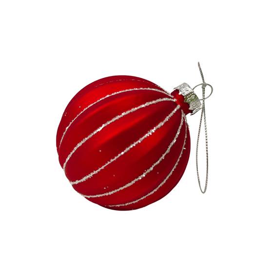 Ecloz - Boule de Noël Rouge décor relief Ø.8 cm- Ecloz - Image 1