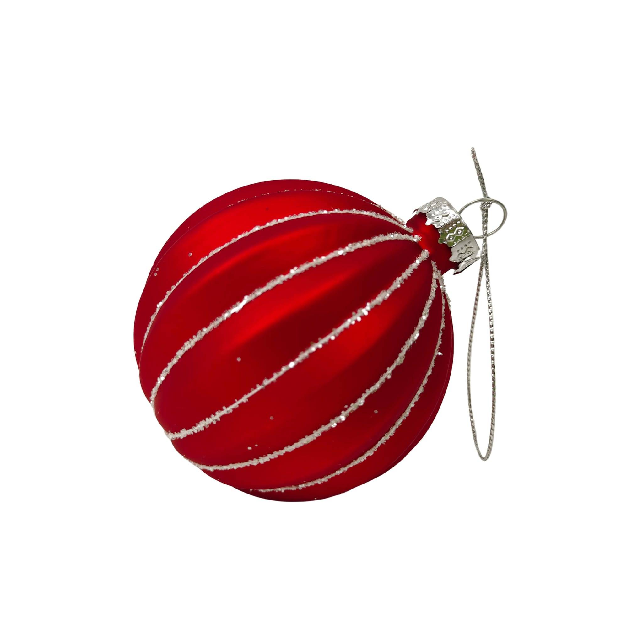 Ecloz - Boule de Noël Rouge décor relief Ø.8 cm- Ecloz - Imagen 2