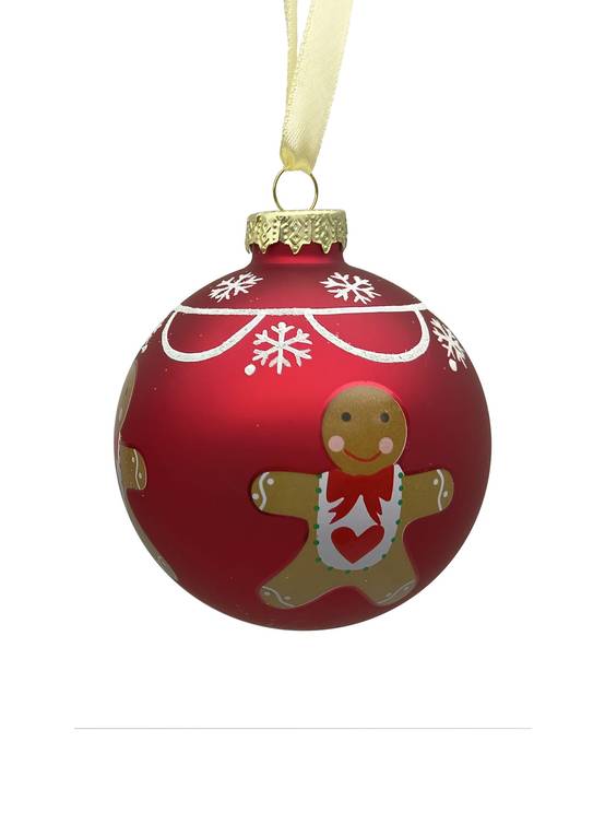 Ecloz - Boule de Noël Rouge décor bonhomme Ø.8 cm- Ecloz - Image 2