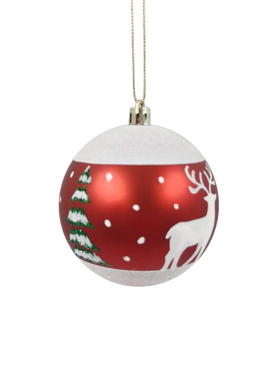 Ecloz - Boule de noël Rouge décor decor rennes ø.8 cm- Ecloz - Image 2