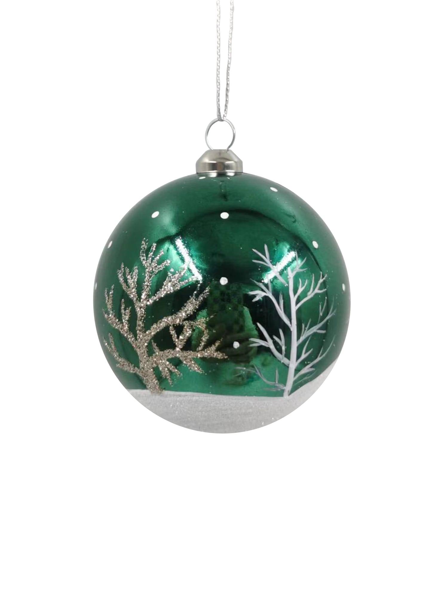 Ecloz - Ecloz - Boule de Noël Verte en plastique décor arbres Ø.8 cm - Imagen 2
