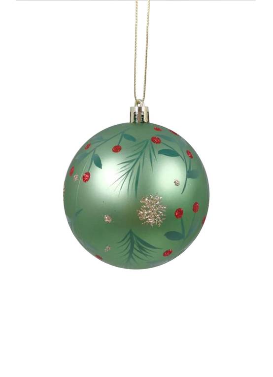 Ecloz - Boule de Noël Verte en plastique décor floral Ø.8 cm - ECLOZ - Image 2