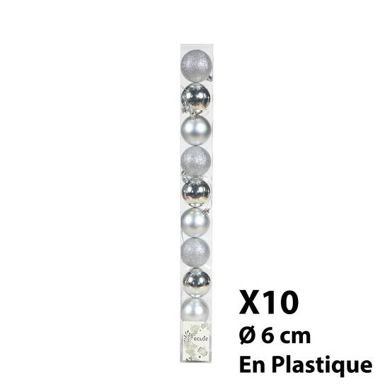 Ecloz - Tube de 10 boules de Noël incassables - argent - Ø 6 cm - ECLOZ - Image 7