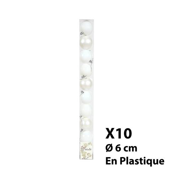 Ecloz - Tube de 10 boules de Noël incassables - blanc - Ø 6 cm - ECLOZ - Image 6