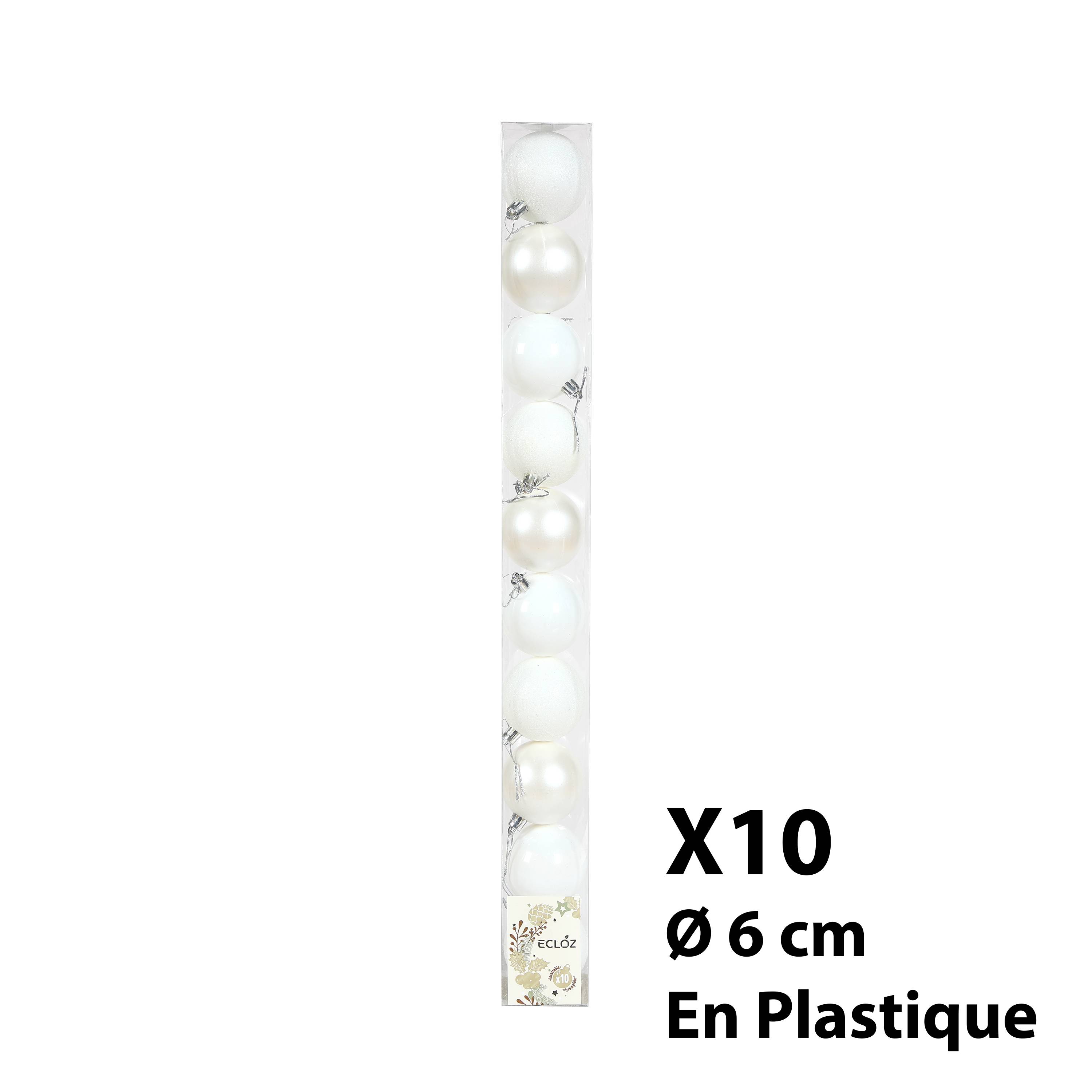 Ecloz - Tube de 10 boules de Noël incassables - blanc - Ø 6 cm - ECLOZ - Image 6