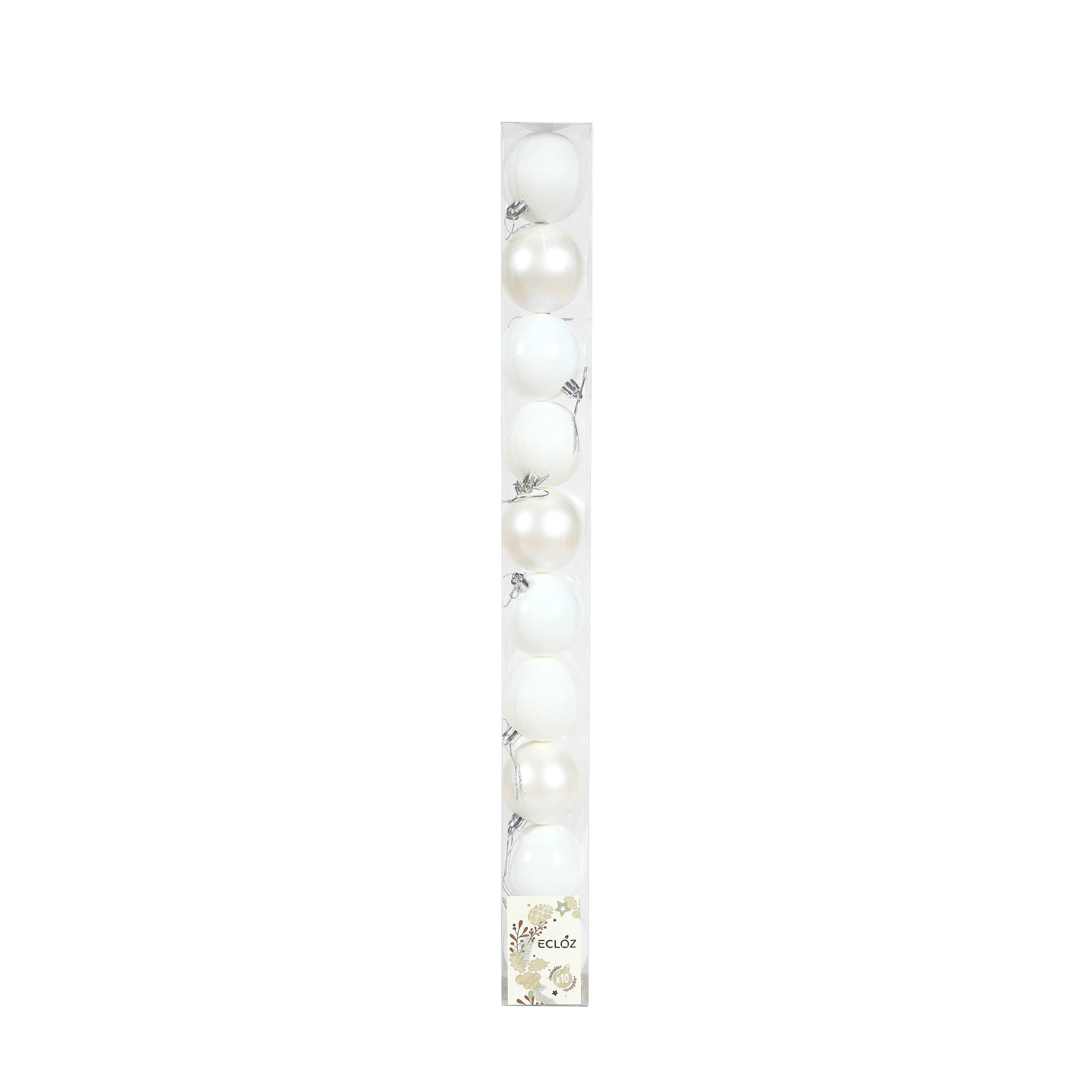 Ecloz - Tube de 10 boules de Noël incassables - blanc - Ø 6 cm - ECLOZ - Image 5