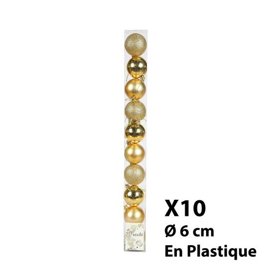 Ecloz - Tube de 10 boules de Noël incassables - doré - Ø 6 cm - ECLOZ - Image 5