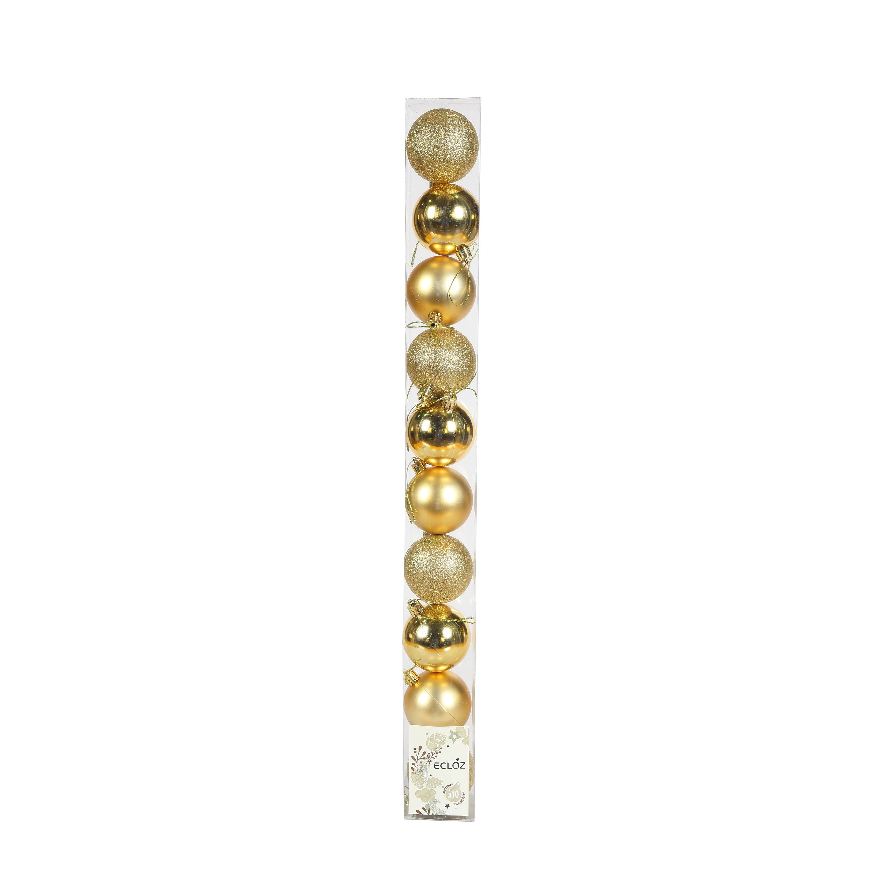 Ecloz - Tube de 10 boules de Noël incassables - doré - Ø 6 cm - ECLOZ - Image 2
