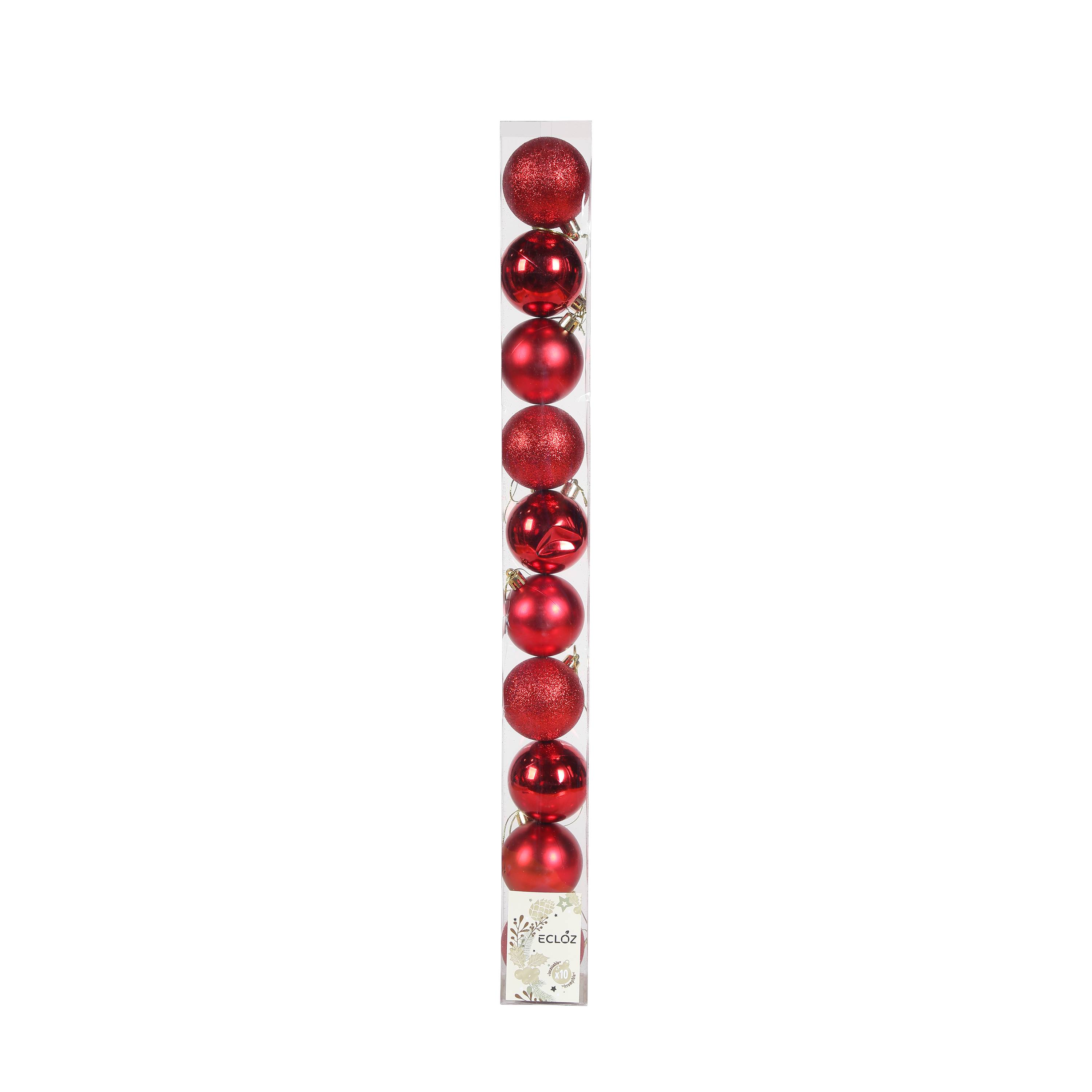 Ecloz - Lot de 10 boules de Noël incassables - rouge - Ø. 6 cm - ECLOZ - Image 3