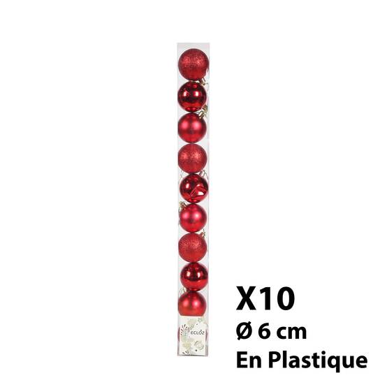 Ecloz - Lot de 10 boules de Noël incassables - rouge - Ø. 6 cm - ECLOZ - Image 4