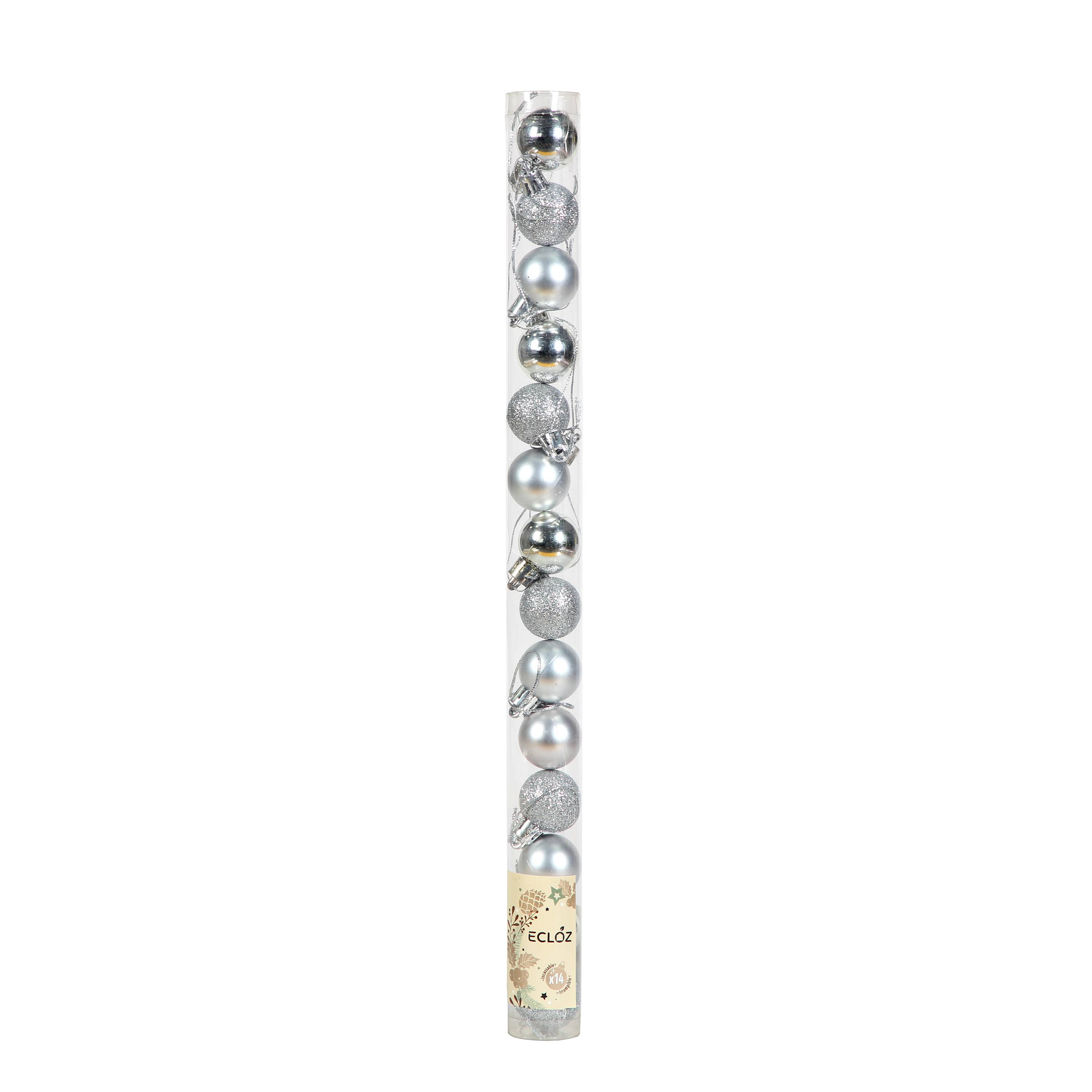 Ecloz - Lot de 10 boules de Noël incassables - argent - Ø 3 cm - ECLOZ - Image 2