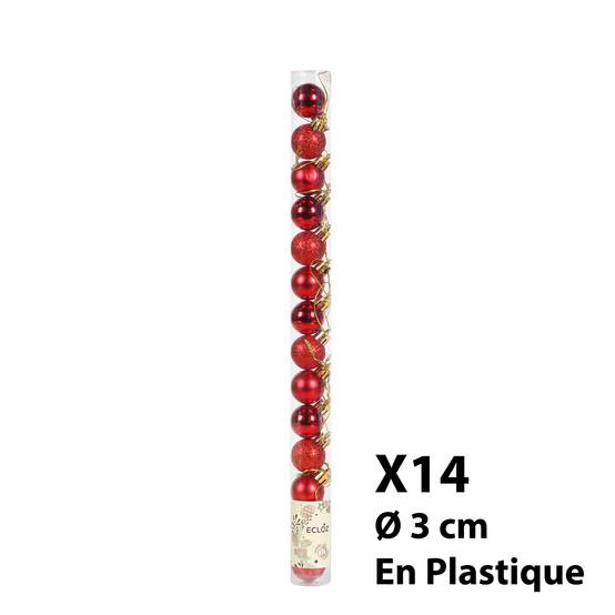 Ecloz - Lot de 10 boules de Noël incassables - rouge - Ø 3 cm - ECLOZ - Image 4