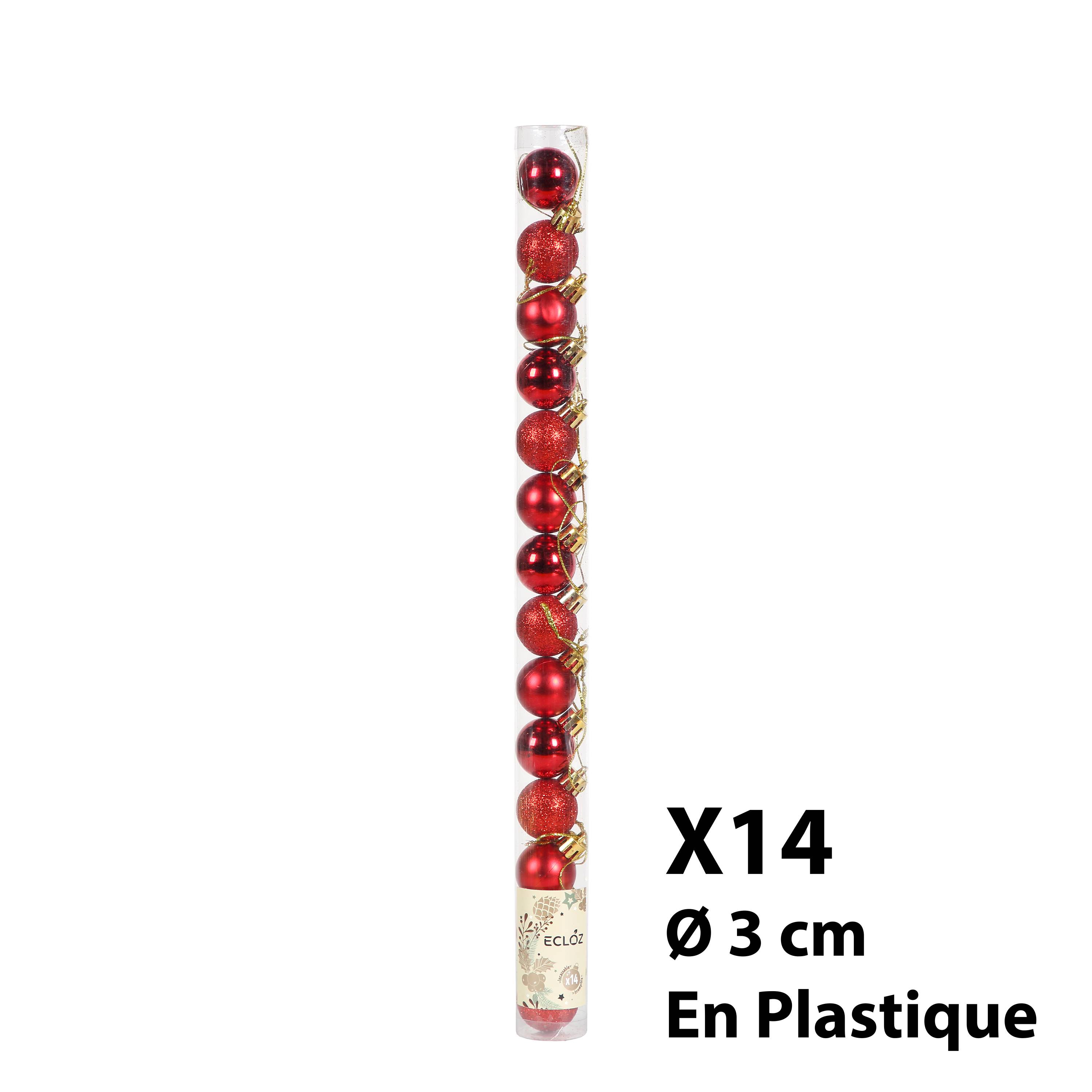 Ecloz - Tube de 10 boules de Noël incassables - rouge - Ø 3 cm - ECLOZ - Imagen 2