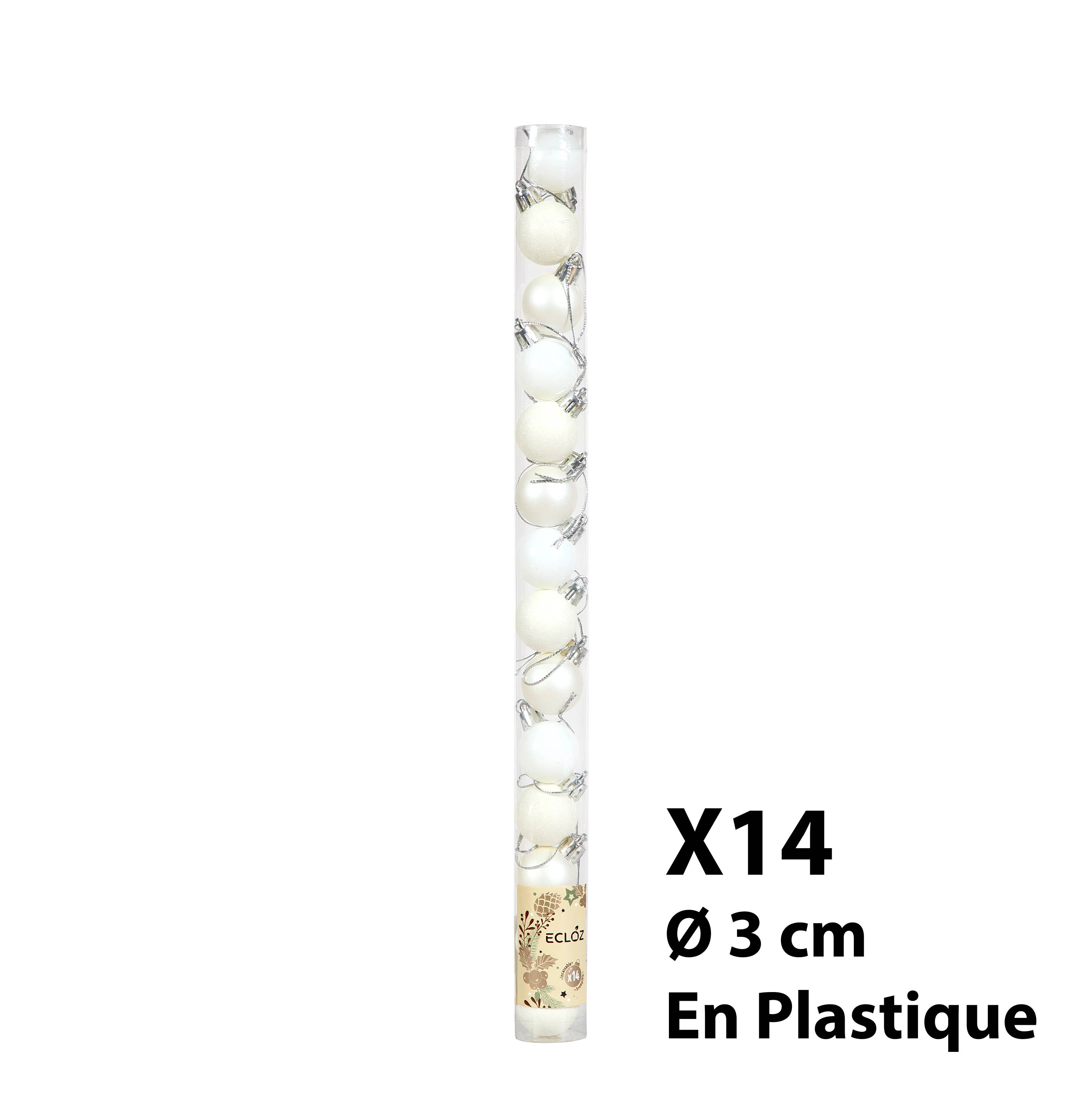 Ecloz - Lot de 10 boules de Noël incassables - blanc - Ø 3 cm - ECLOZ - Imagen 5