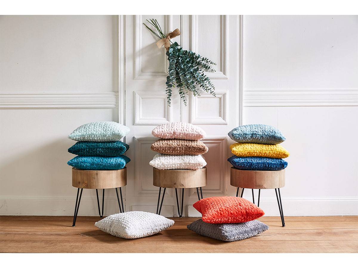 Coussin chevron polyester bleu nuit L.40 cm l.40 cm H.8 cm - Amadeus - Image 4