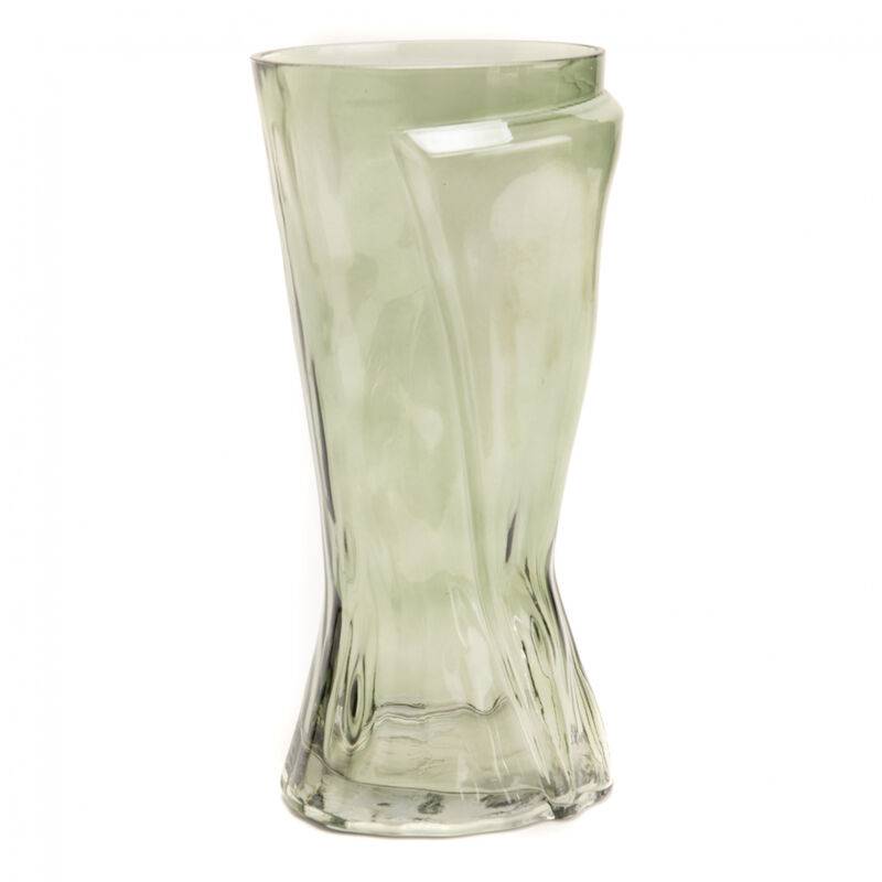 Vase sablier en verre kaki L.12.5 cm l.14.8 cm H.30 cm sablier - Amadeus - Image 1