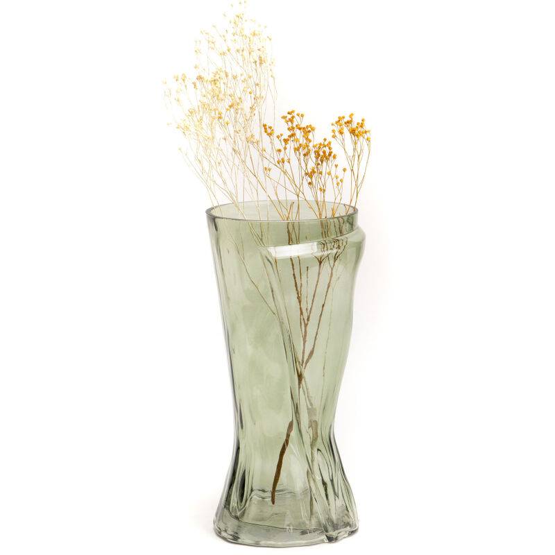 Vase sablier en verre kaki L.12.5 cm l.14.8 cm H.30 cm sablier - Amadeus - Image 2