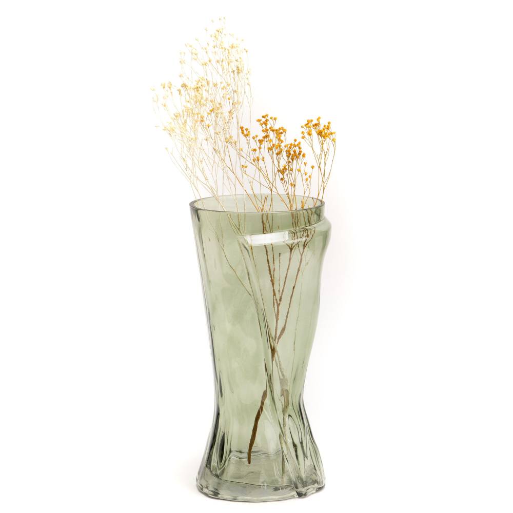 Vase sablier en verre kaki L.12.5 cm l.14.8 cm H.30 cm sablier - Amadeus - Image 6