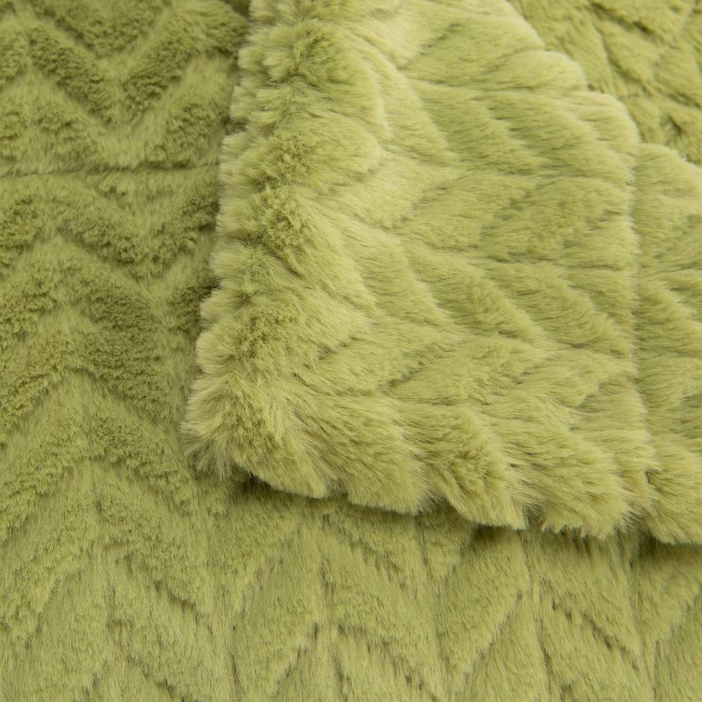 Plaid chevron en polyester vert L.130 cm l.1 cm H.170 cm - Amadeus - Image 1
