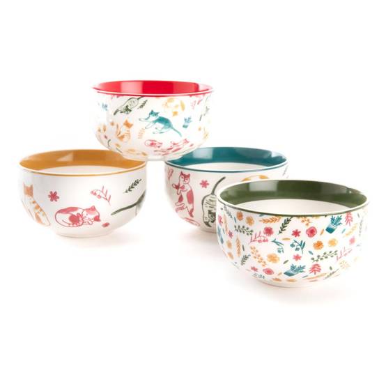 Coffret 4 mini bols en céramique décorés L.11.19 cm l.11.19 cm H.6.3 cm - Amadeus - Image 1