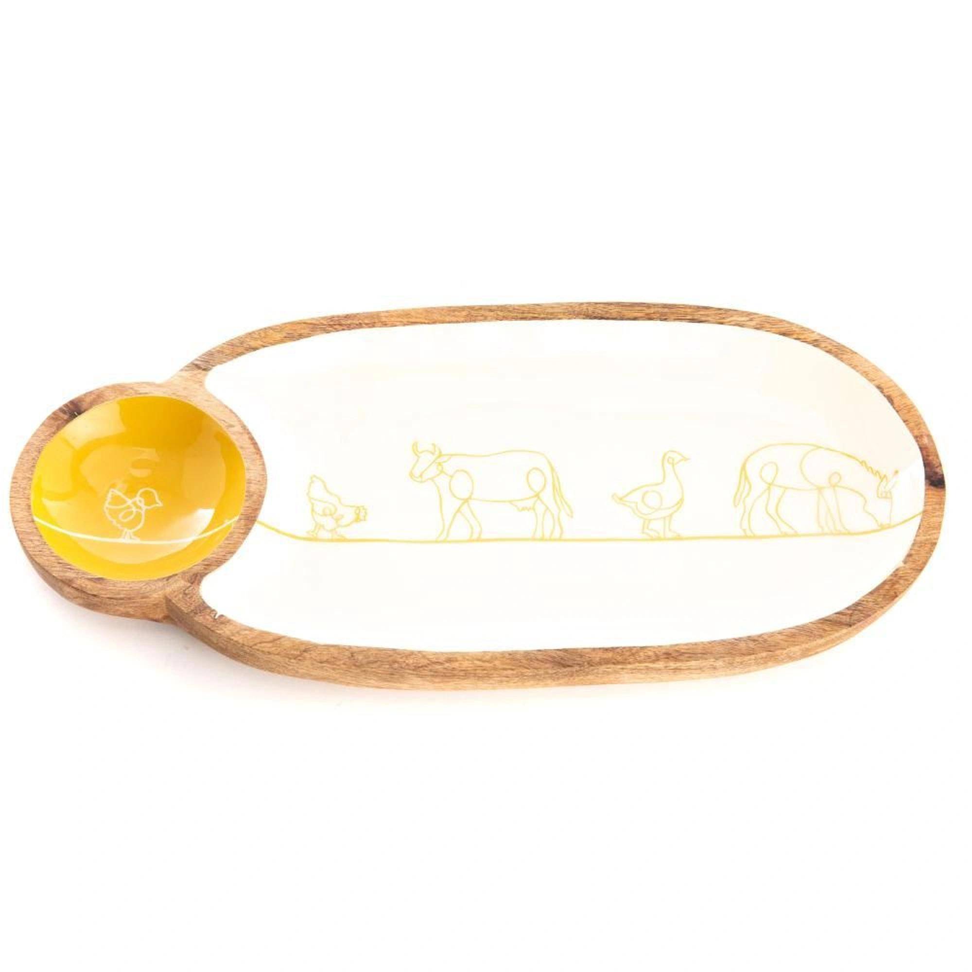 Plat 1 bol Diane en bois blanc L.42.5 cm l.19.5 cm H.2.5 cm - Amadeus - Imagen 1