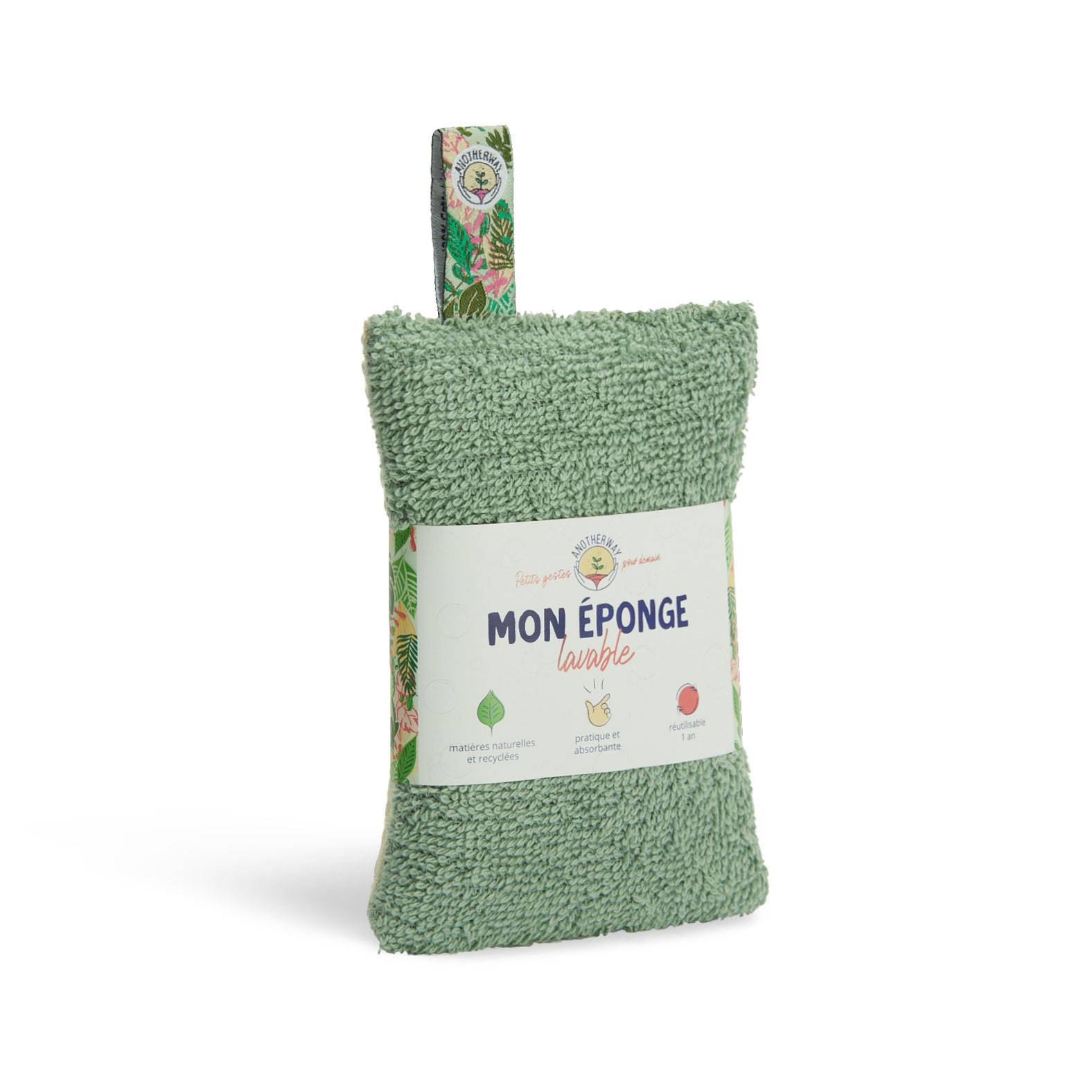 Anotherway - ÉPONGE LAVABLE ET RÉUTILISABLE - VERTE