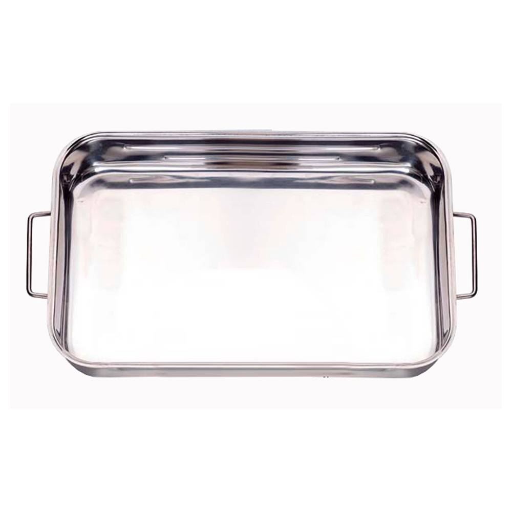 Plat rectangulaire spécial four inox argent L.37 cm l.28 cm H.6 cm - Baumalu
