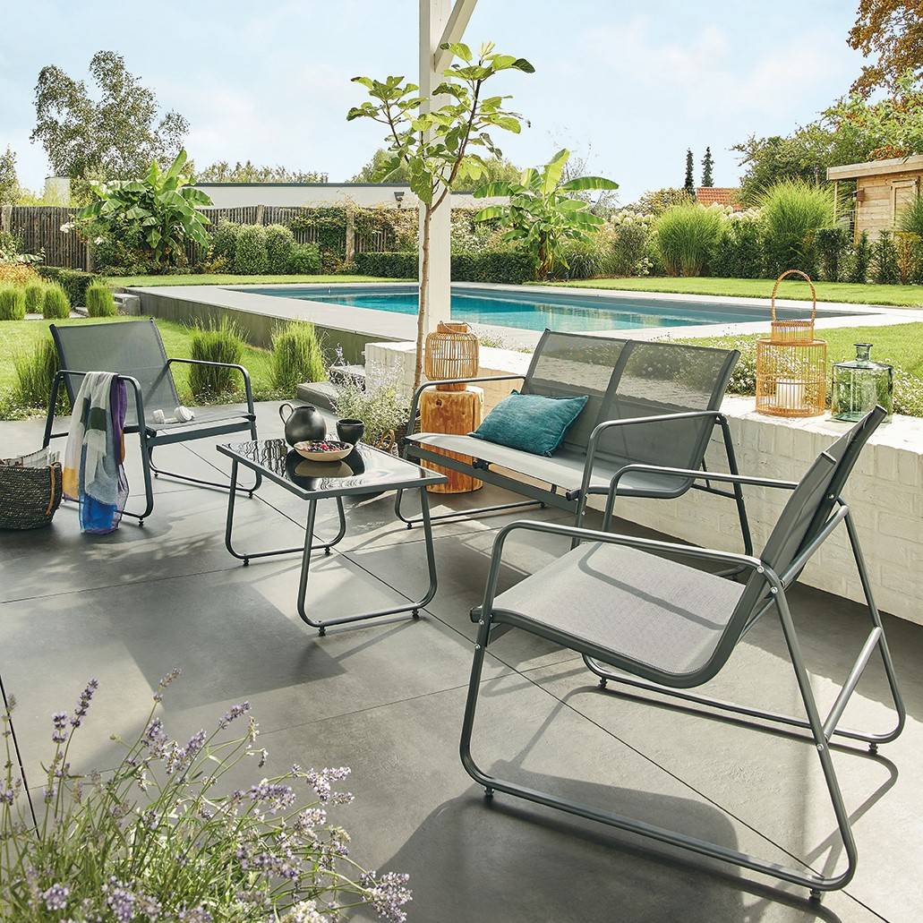 Ecloz - Salon de jardin détente acier 4 personnes Bono Campo ECLOZ - Image 1