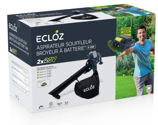 Ecloz - Aspirateur souffleur broyeur à batterie 2x20 V - ECLOZ - Image 3