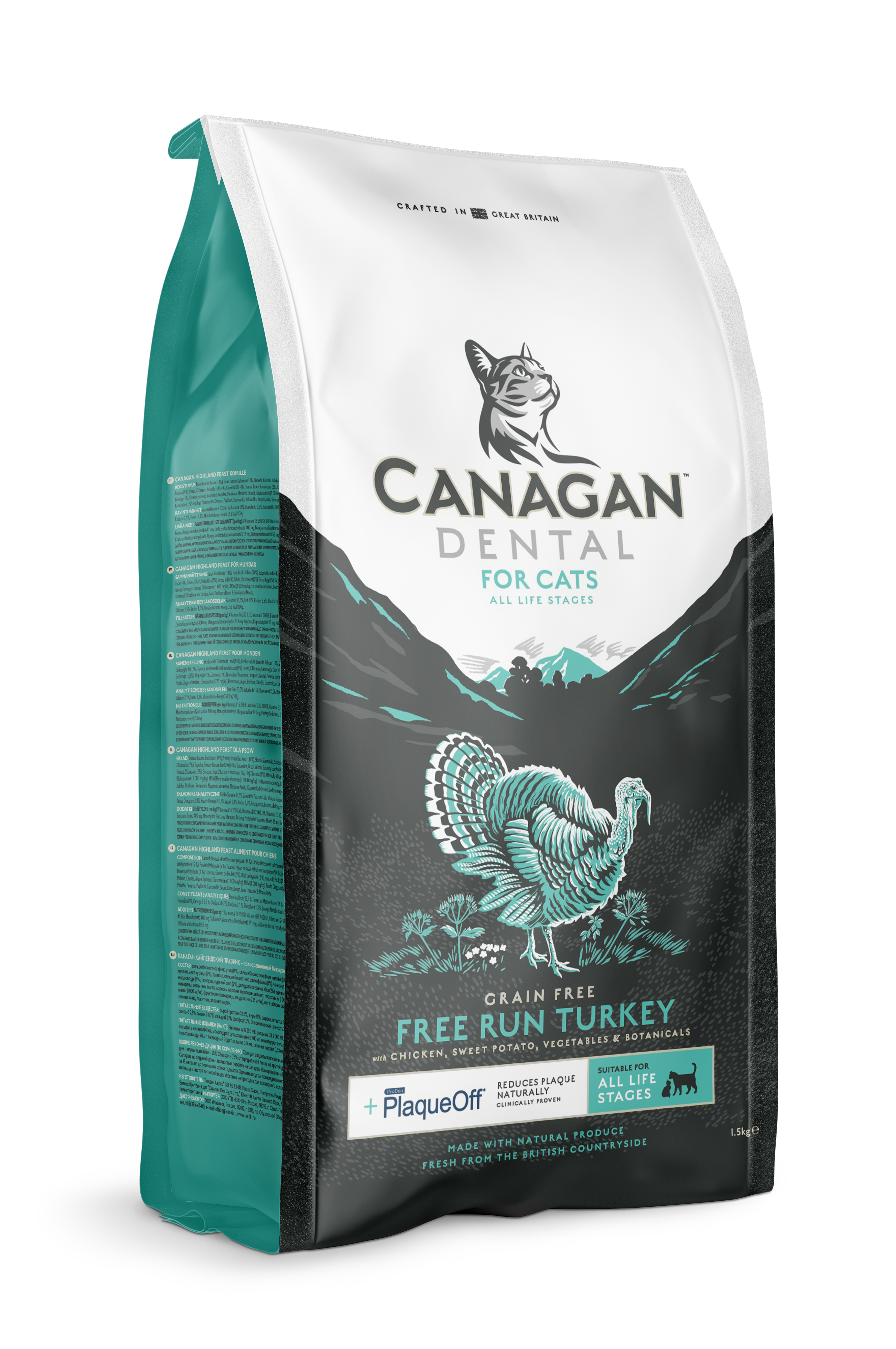 Canagan - Croquettes chat dinde sans céréales pour les dents 1, 5 kg - Canagan