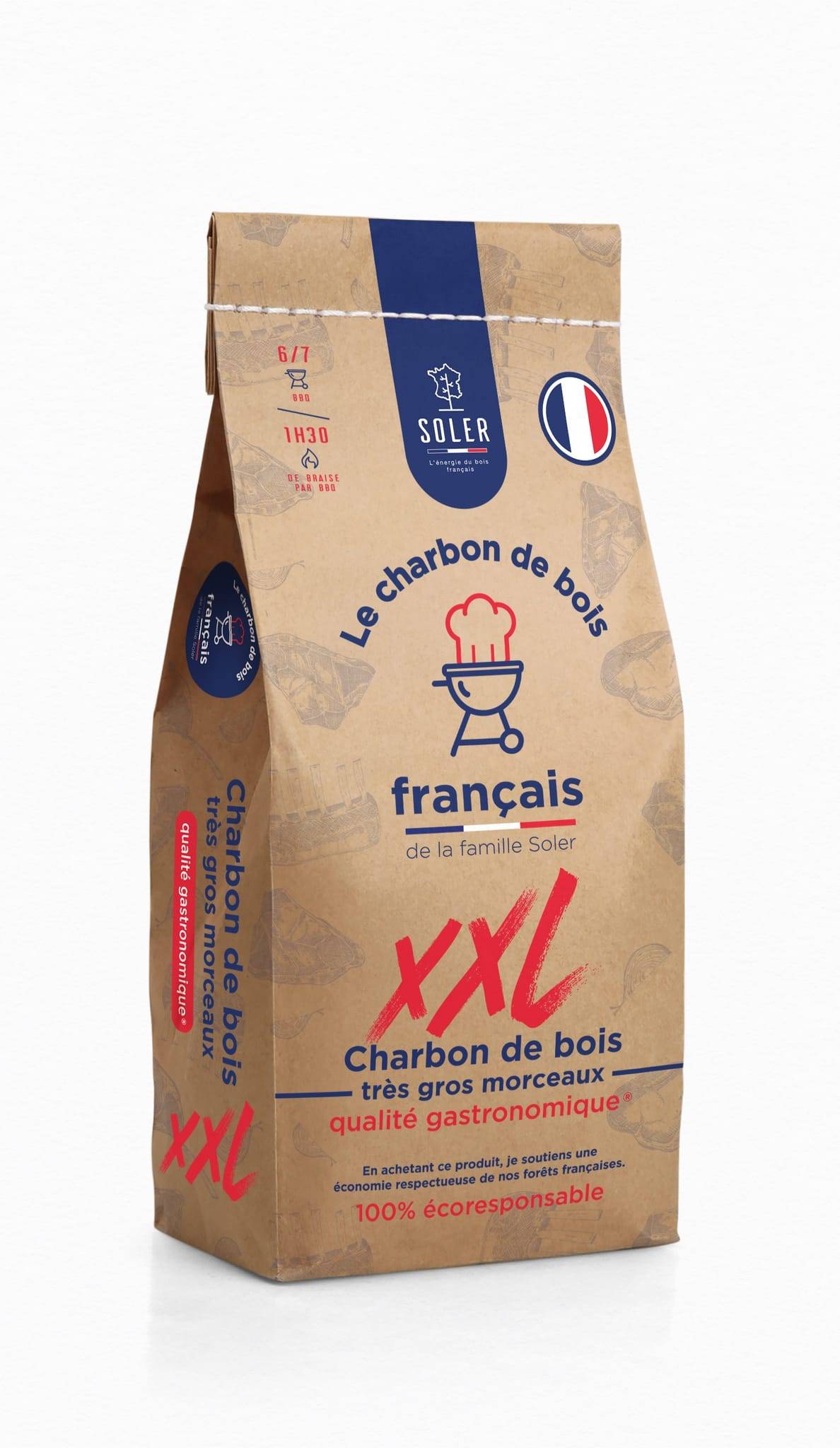 Soler - Charbon de bois très gros morceaux XXL 50L SOLER