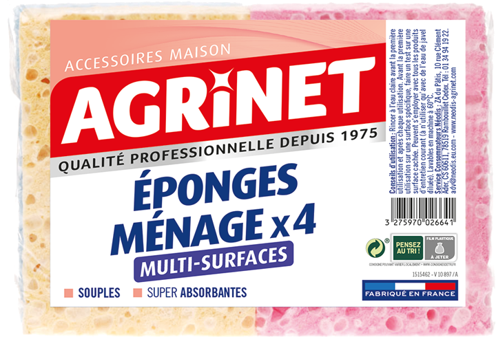 Agrinet - Eponges Ménage multi surfaces