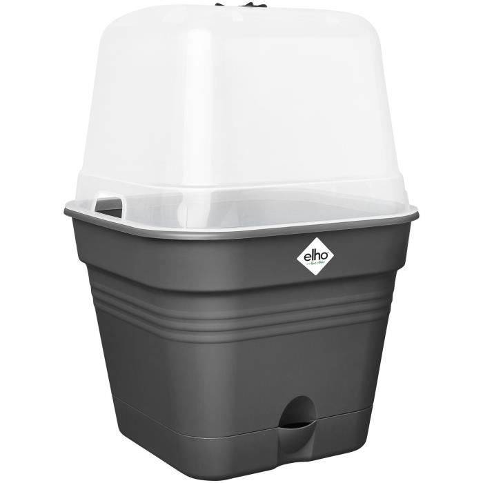 Pot de culture green basics carré plastique noir L.25 cm - Elho