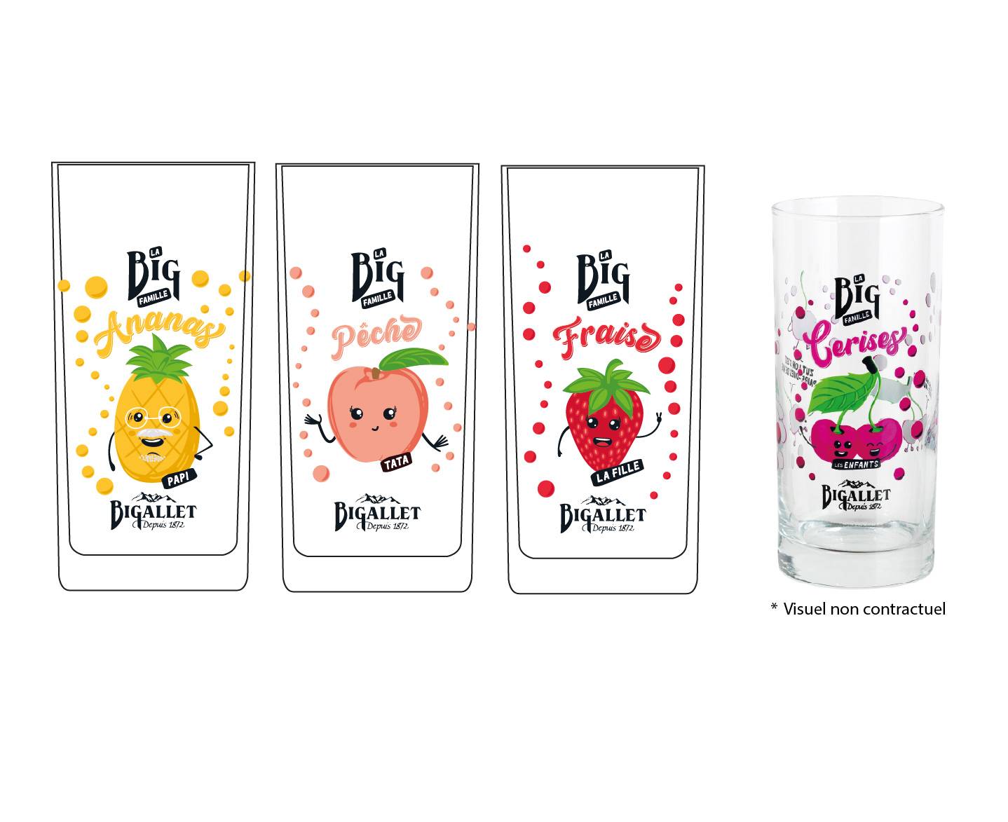 Bigallet - Lote de 6 vasos para jarabe la Gran Familia - Bigallet