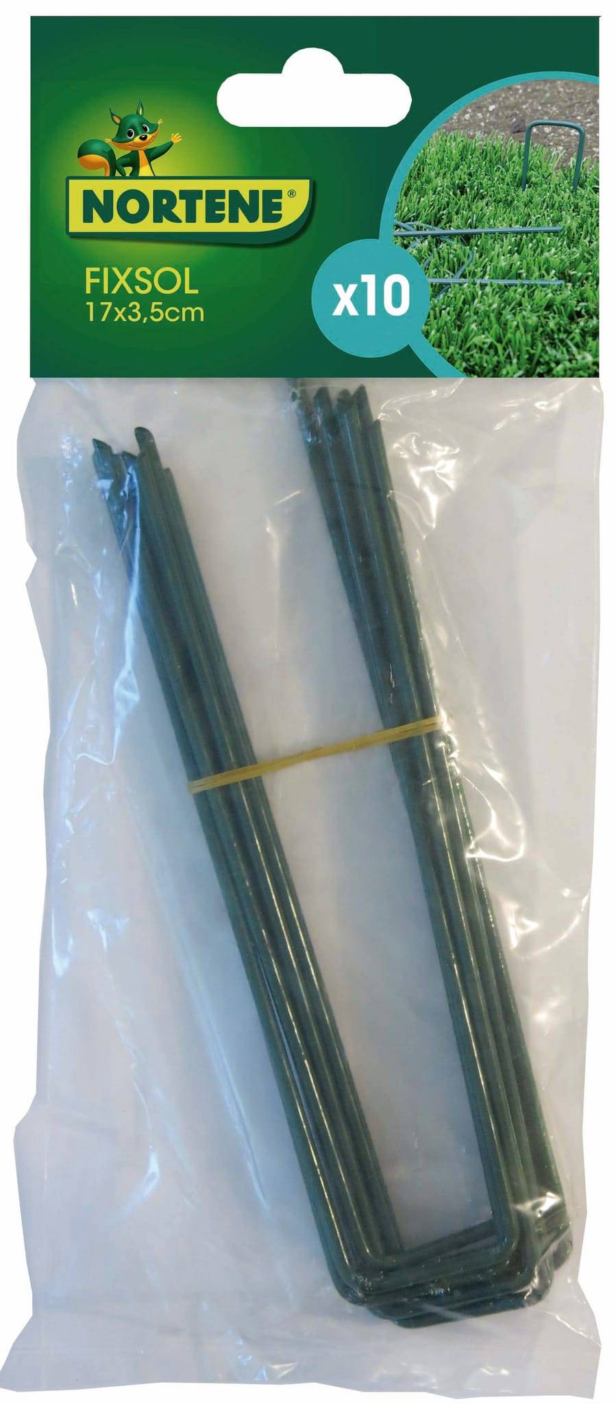 Nortène - FIXSOL Lot de 10 Agrafes de fixation Vert 17 x 3,5 cm - Image 1