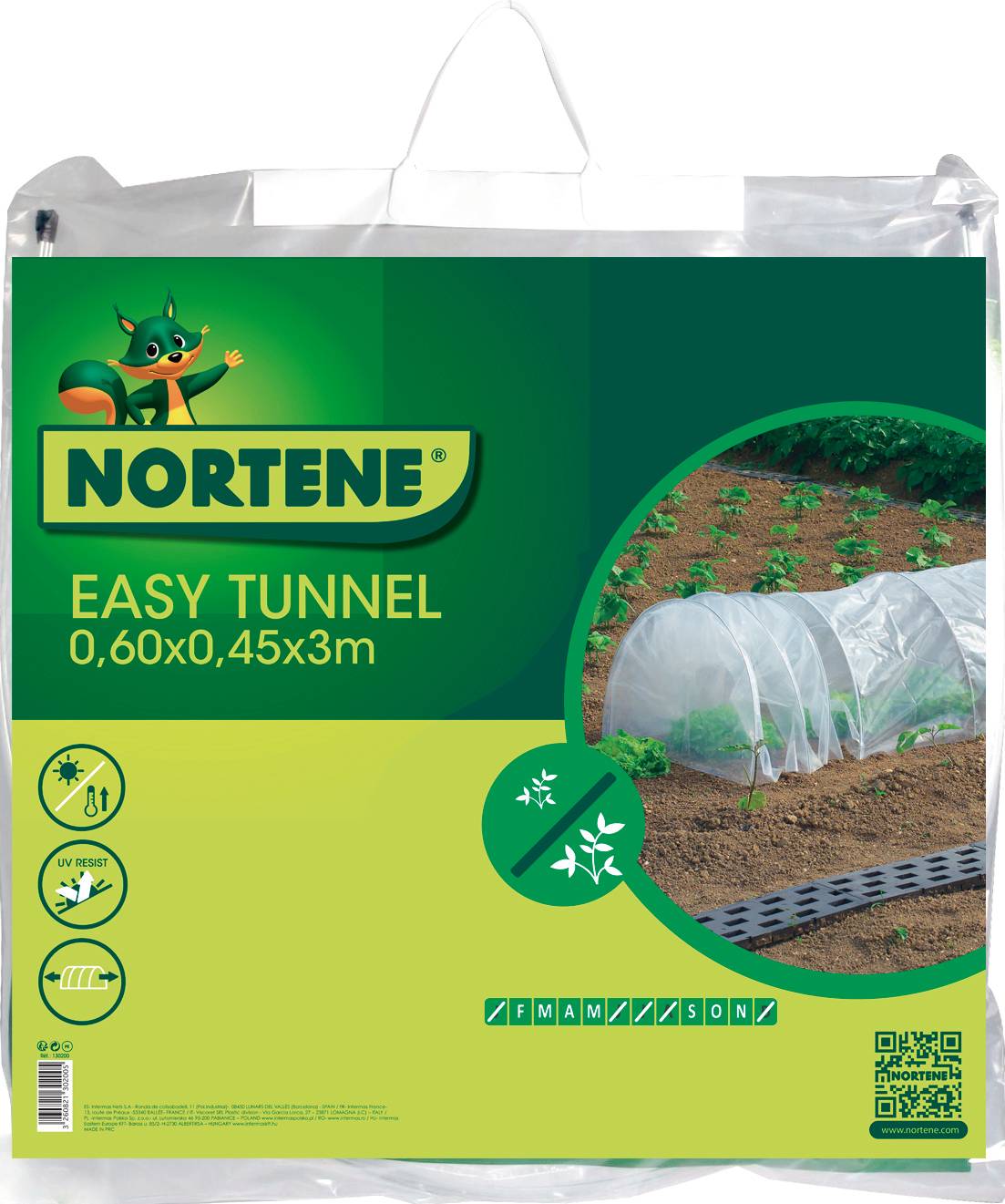 Nortène - EASY TUNNEL  Tunnel accordéon  transparent 0,60x0,45x3m - Imagen 1