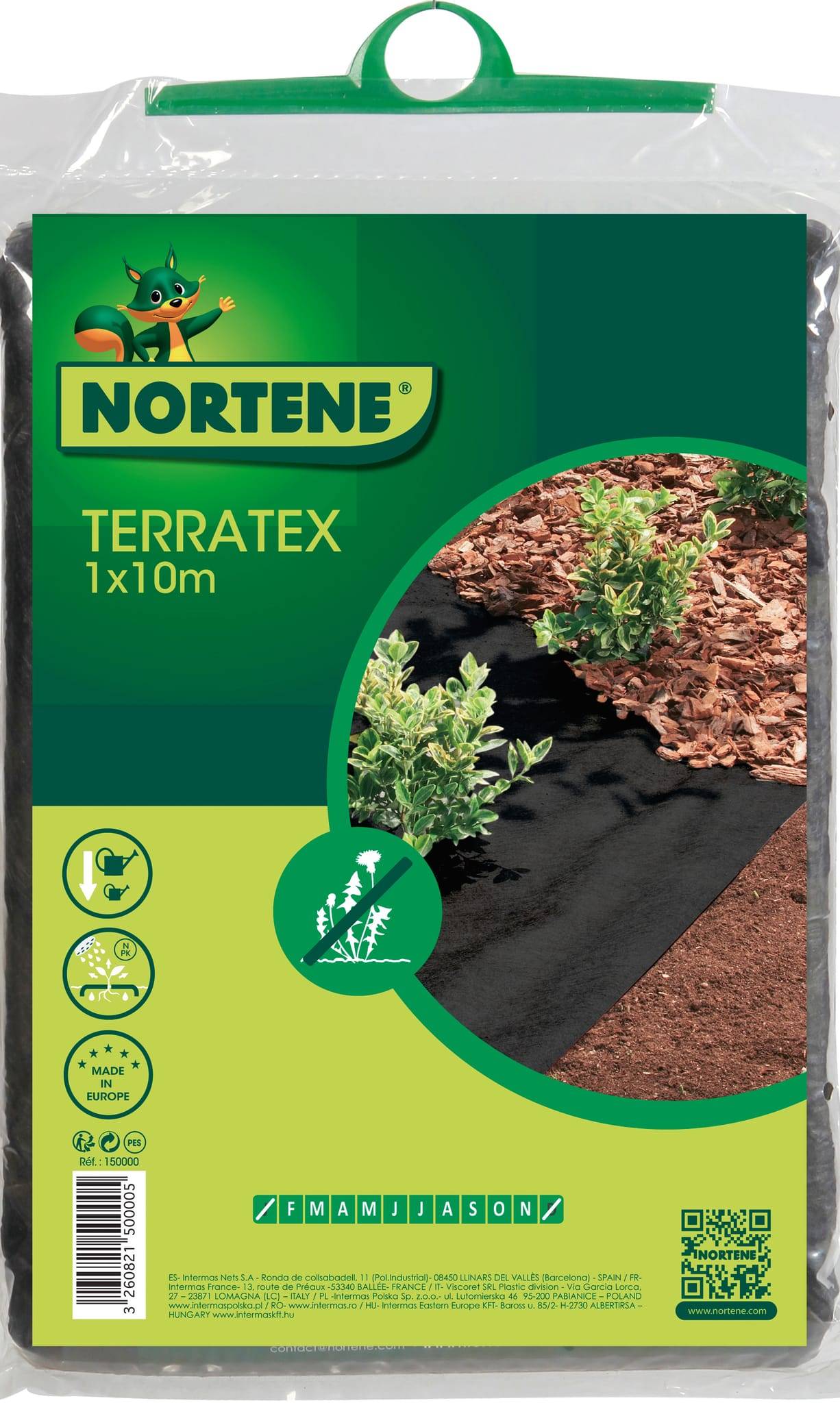 Nortène - TERRATEX Nappe de jardinage PP 80gr/m²  noir 1x10m plié - Imagen 1