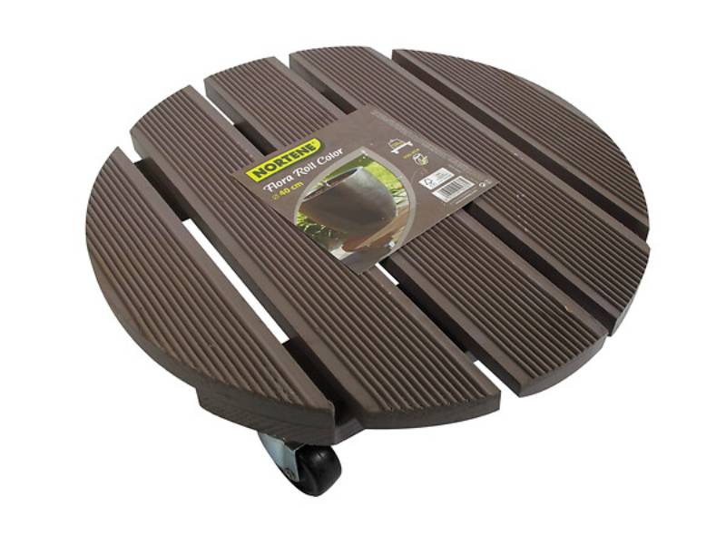 Nortène - Support à roulettes bois taupe Ø40 cm – NORTENE - Image 1